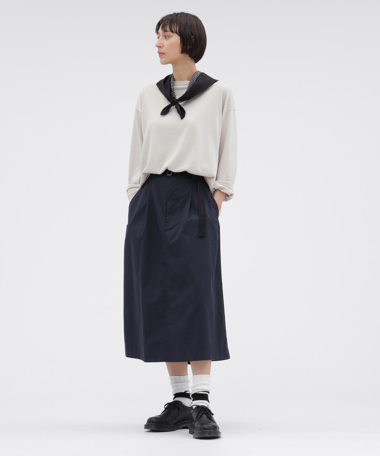 WASHED COTTON NYLON SKIRT