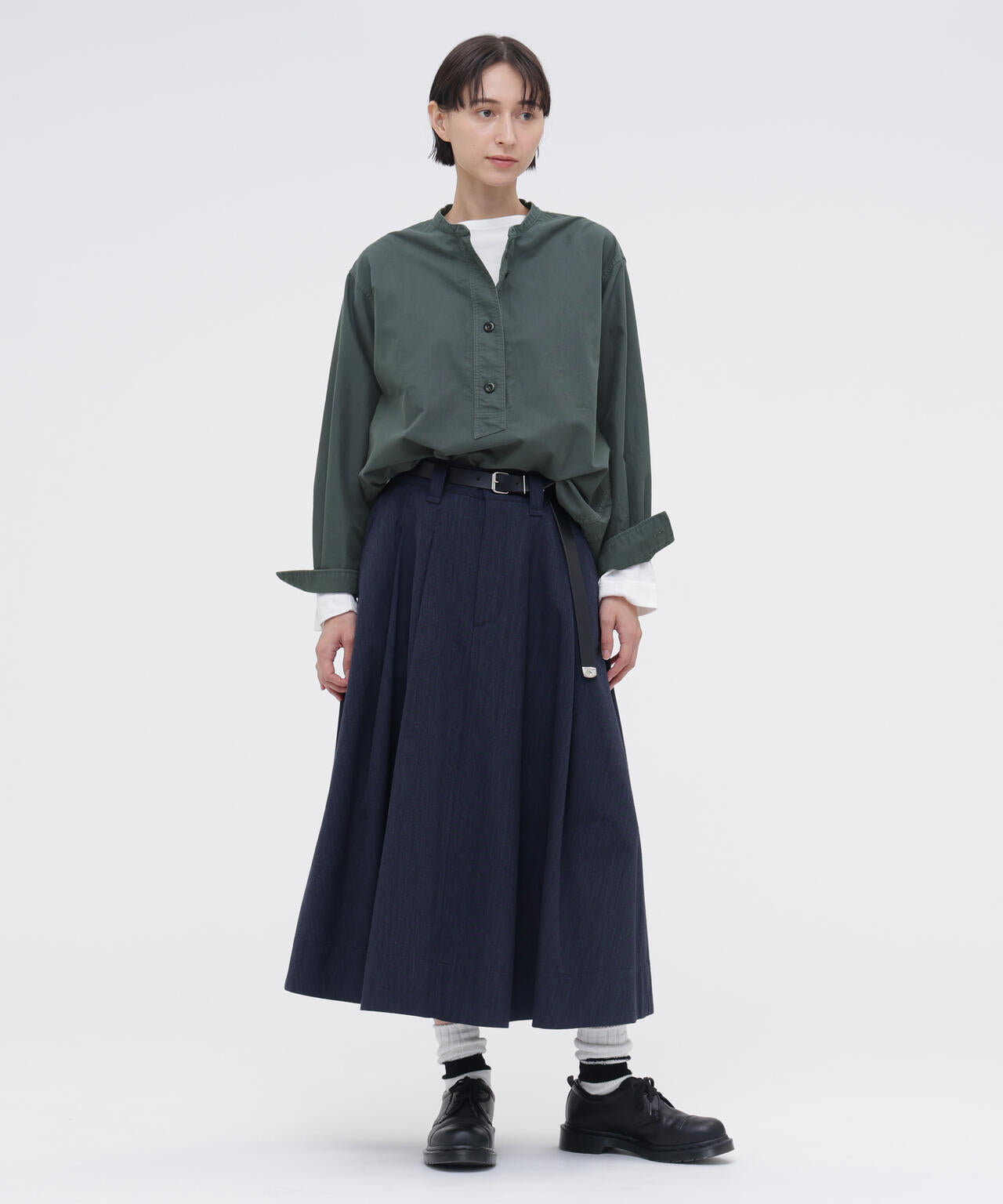 WOOL COTTON TWILL SKIRT