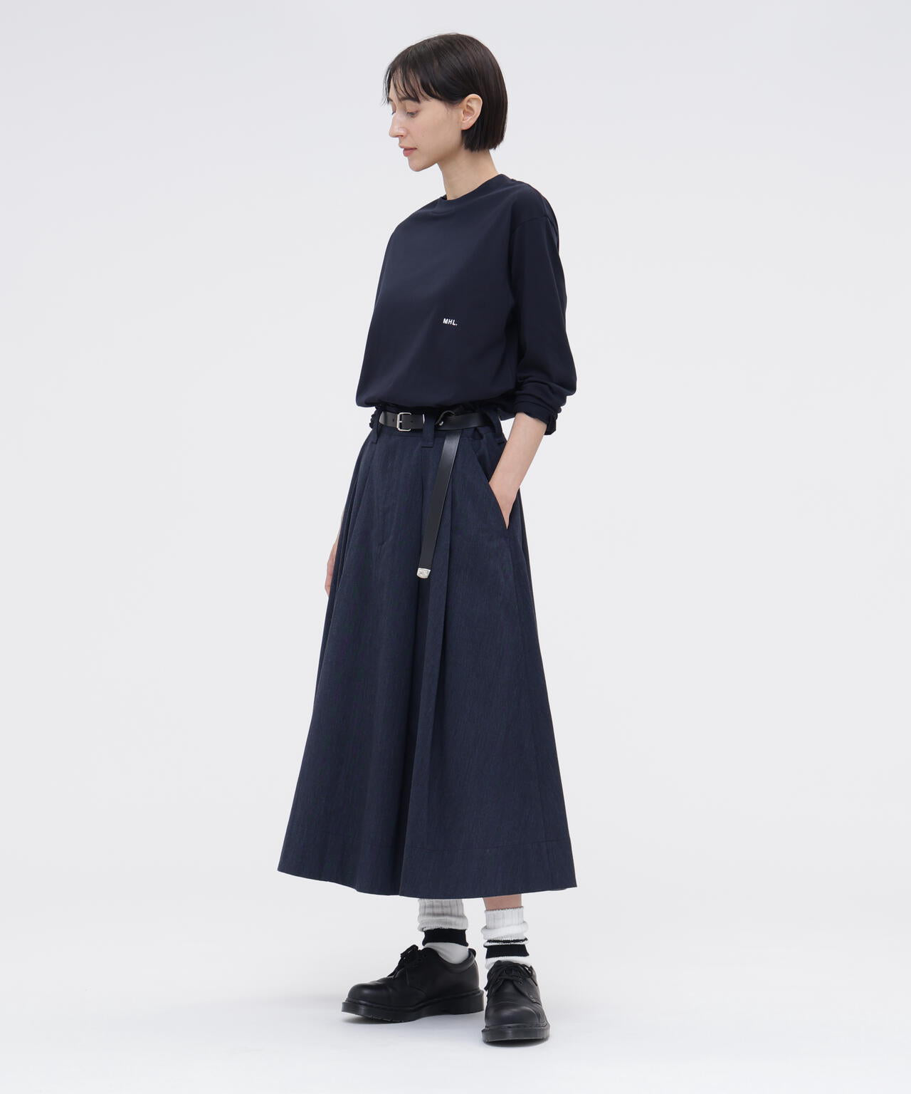WOOL COTTON TWILL SKIRT