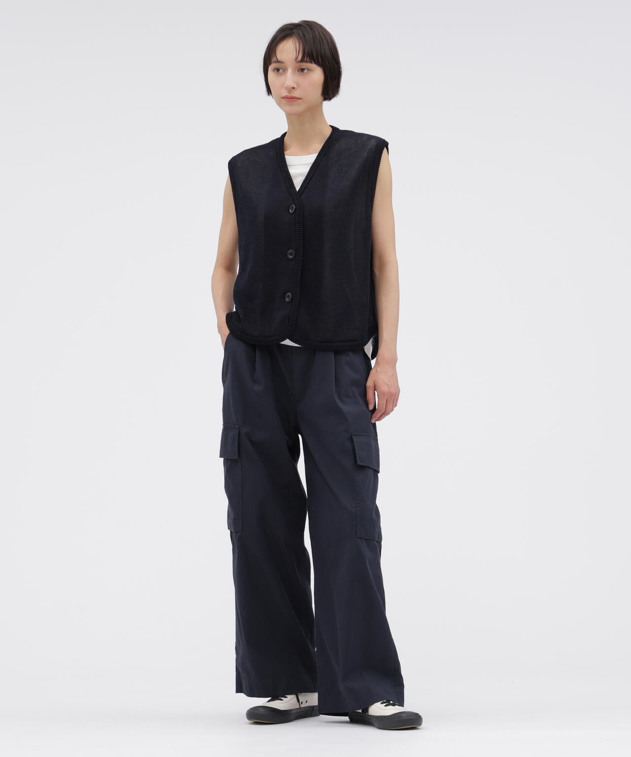 WASHED COTTON NYLON TROUSERS