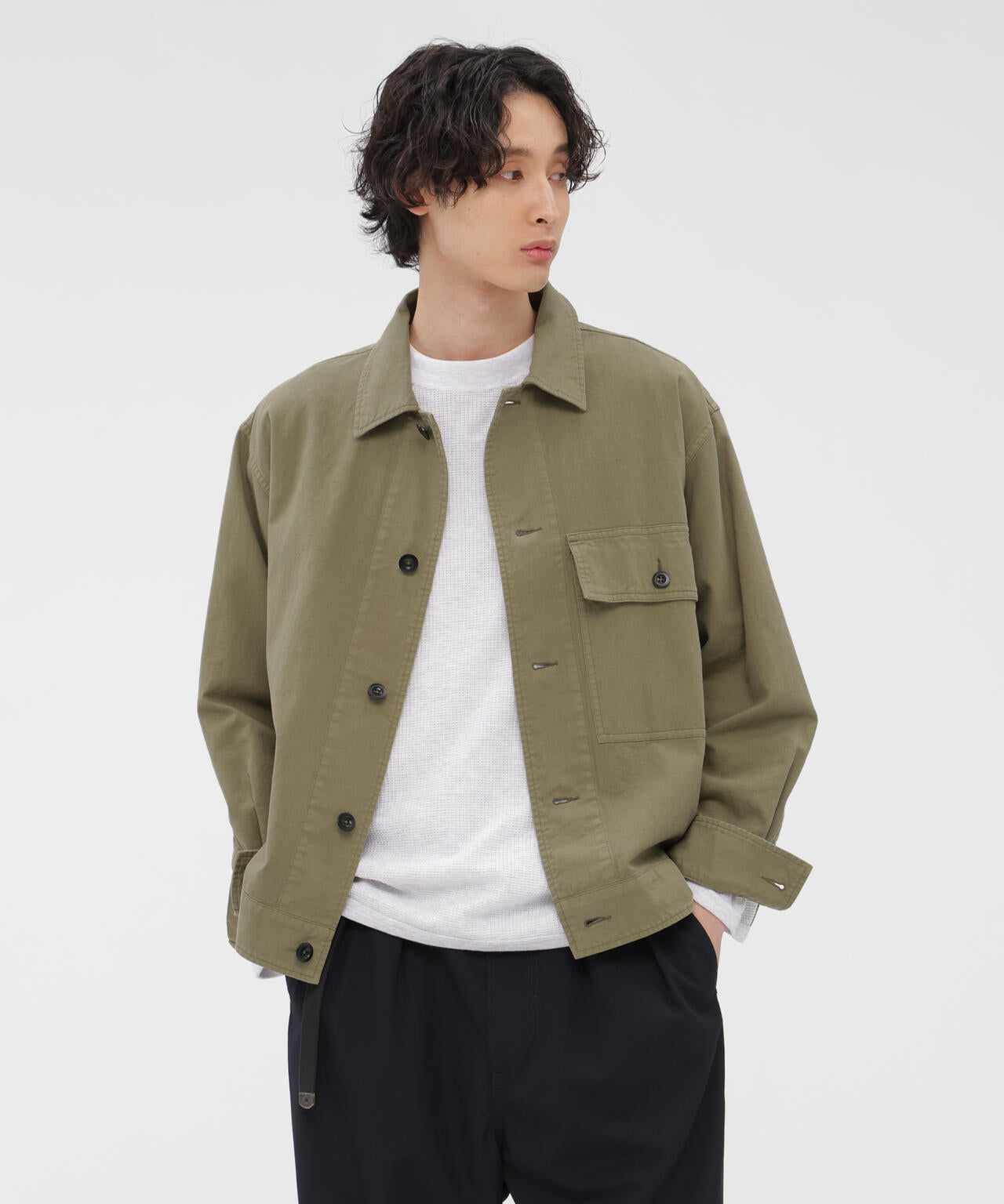 BELGIAN LINEN COTTON PLAINWEAVE BLOUSON