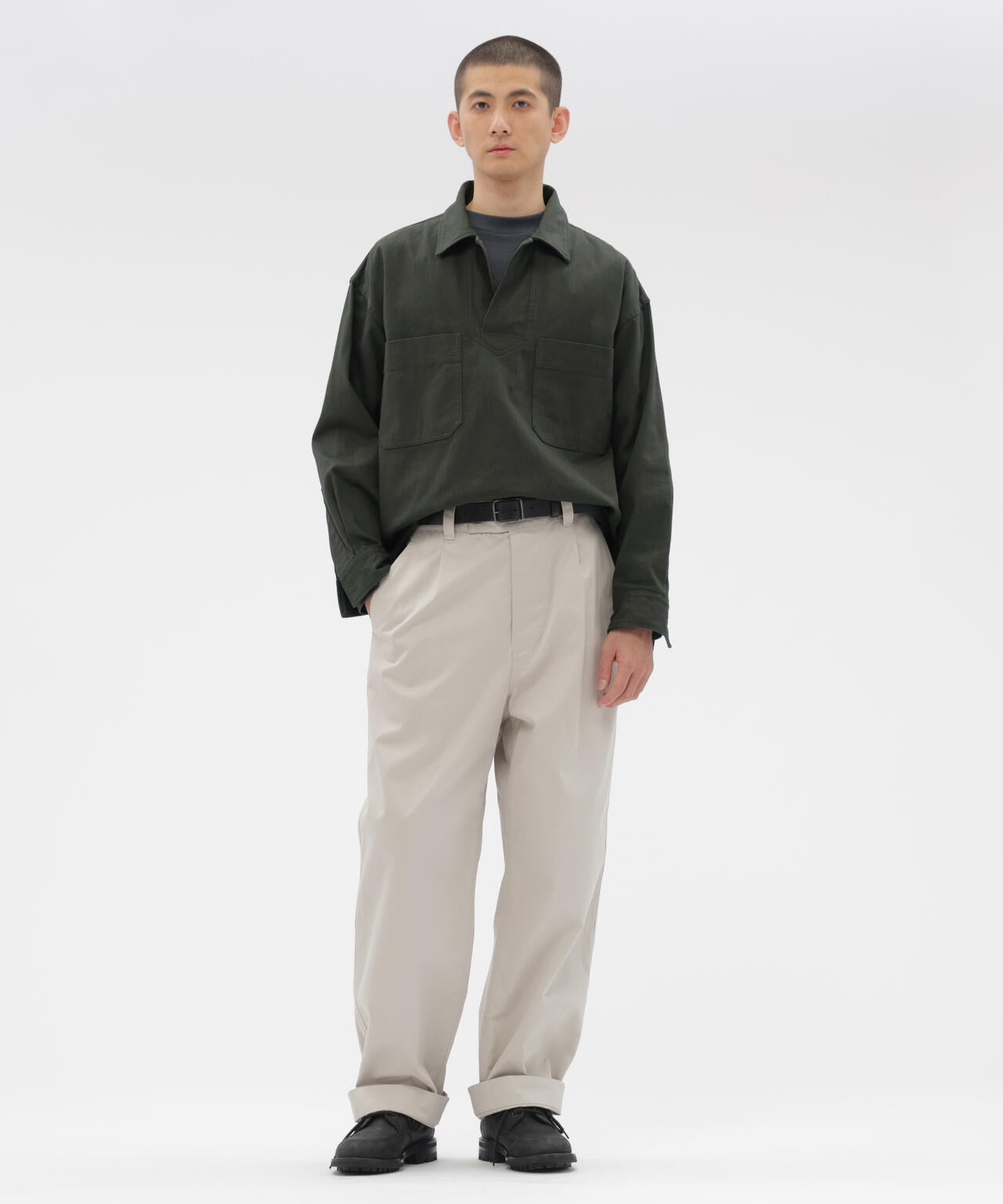 WASHED CHINO COTTON TROUSERS