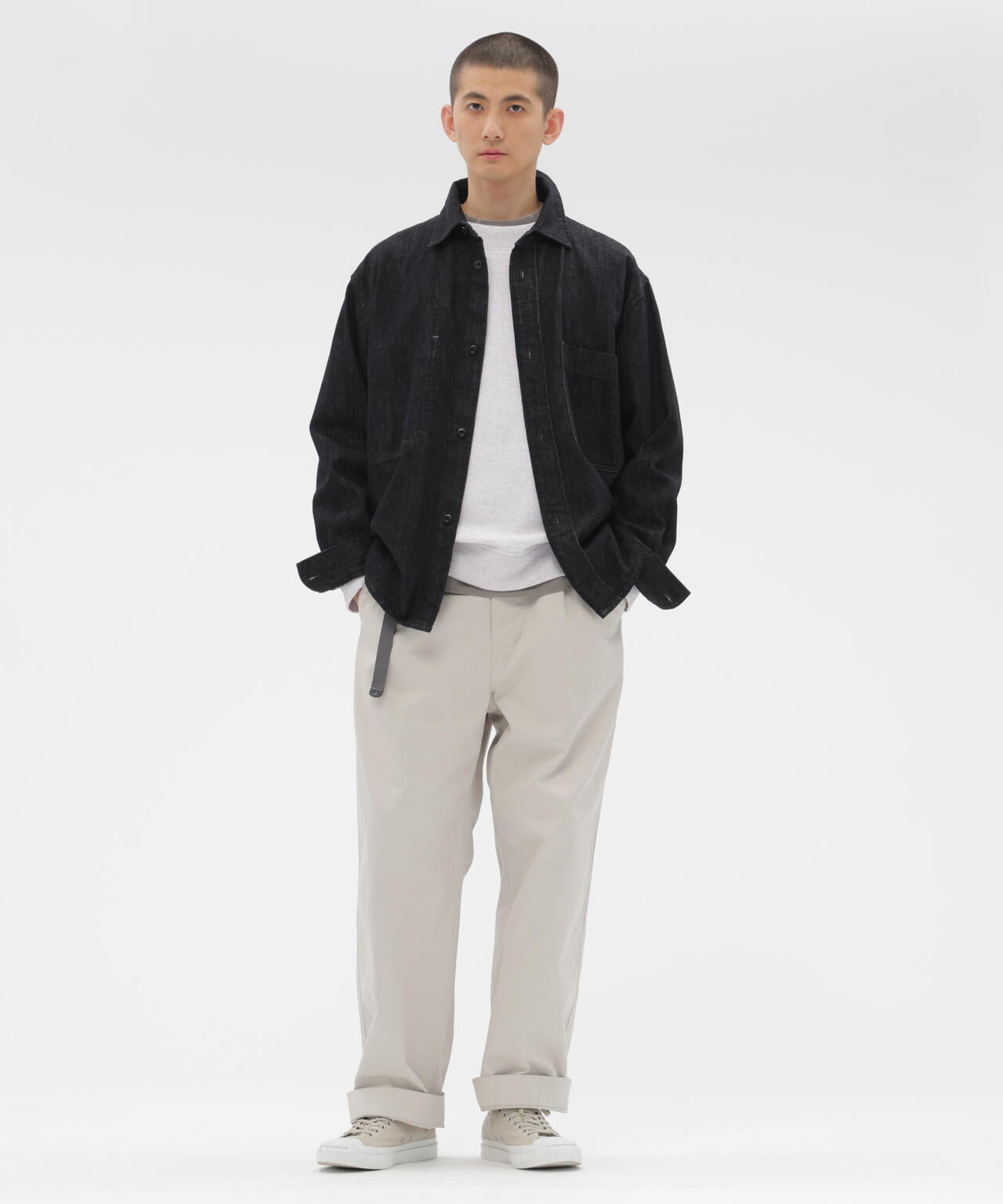 WASHED CHINO COTTON TROUSERS