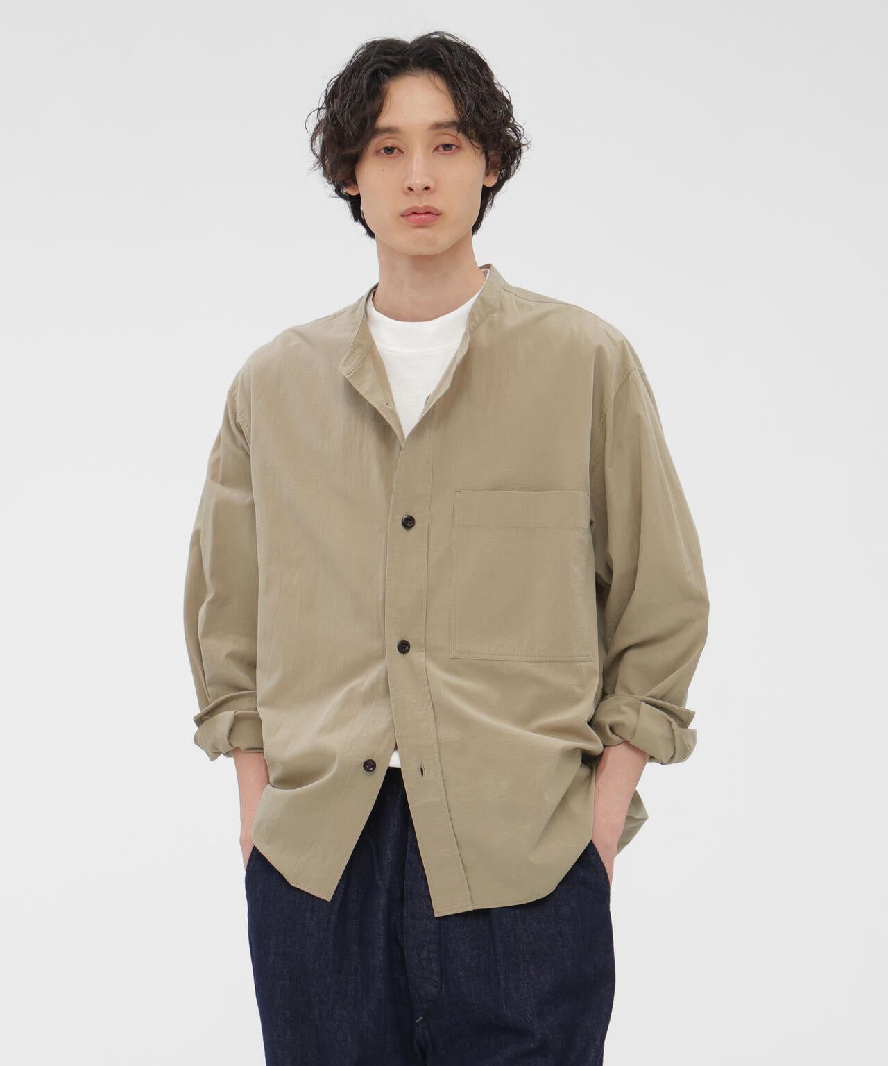 WASHED DRY COTTON LINEN SHIRT