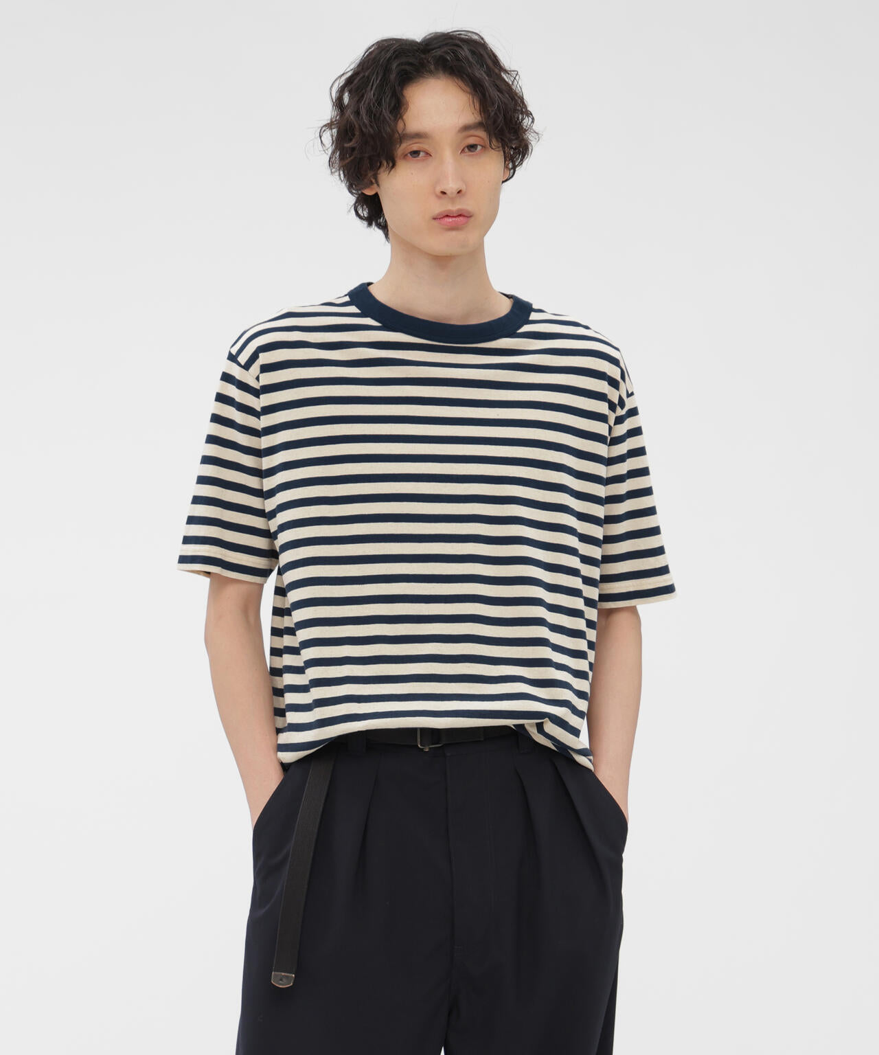 COTTON LINEN STRIPE JERSEY TOP