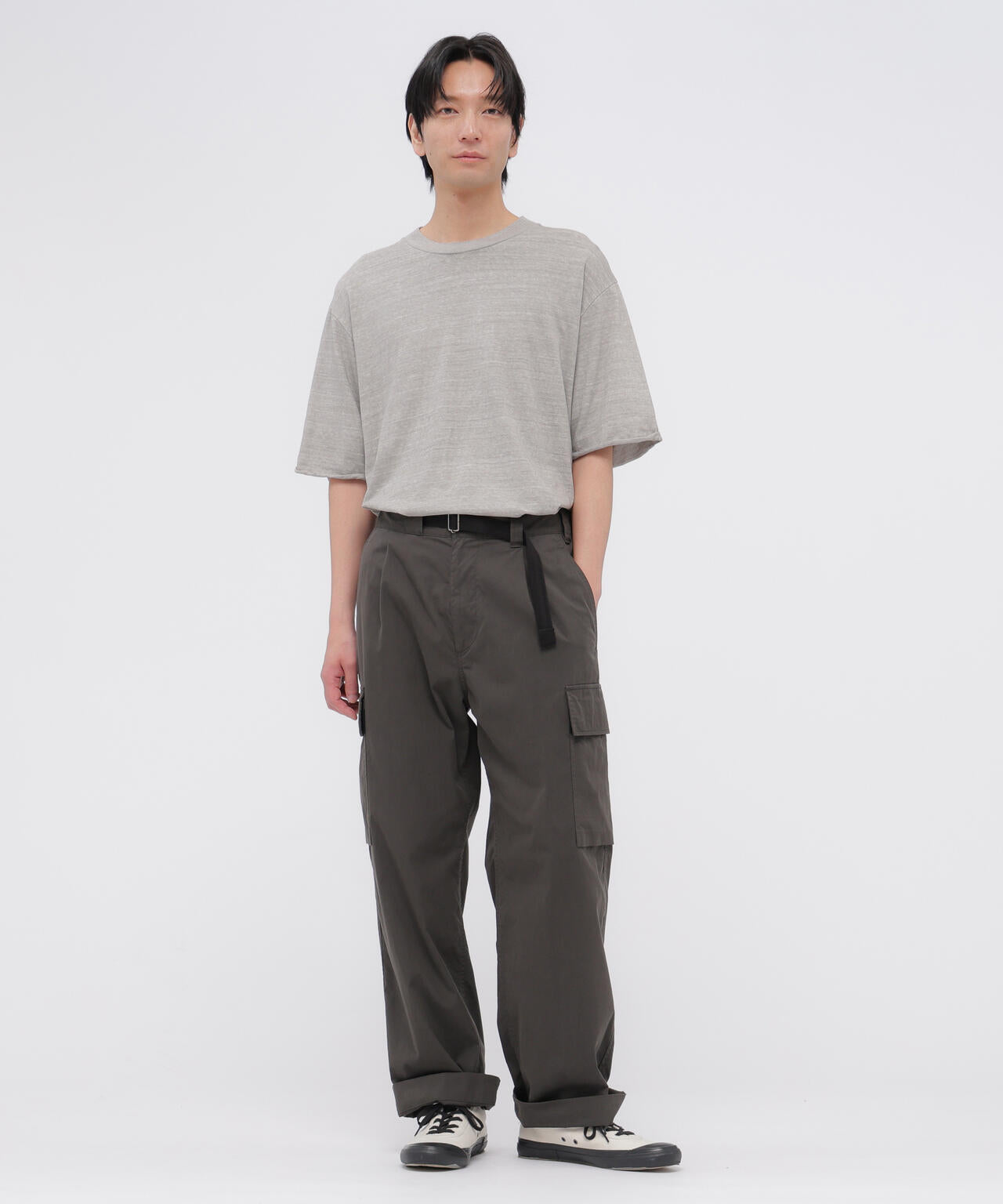 WASHED COTTON NYLON TROUSERS