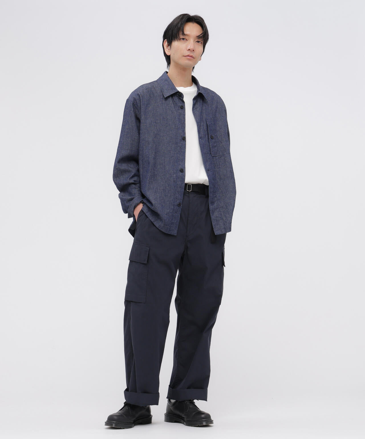 WASHED COTTON NYLON TROUSERS