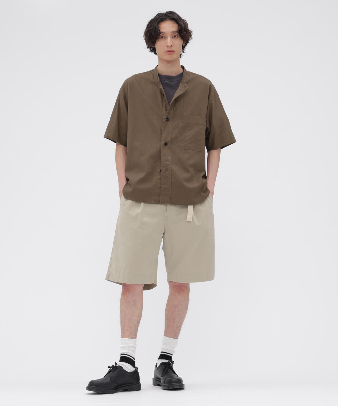 SURFACE DYED COTTON LINEN SHIRT