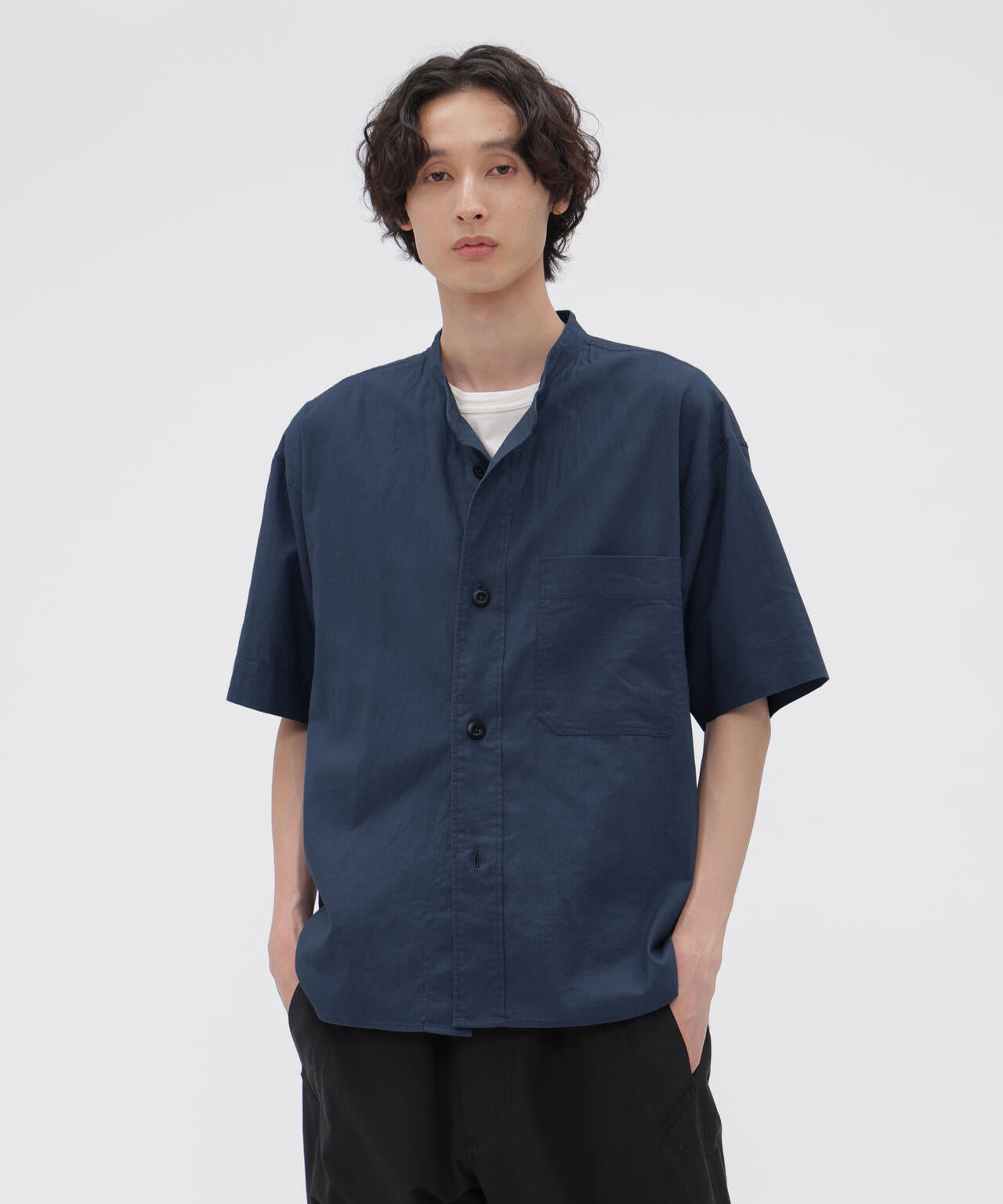 SURFACE DYED COTTON LINEN SHIRT
