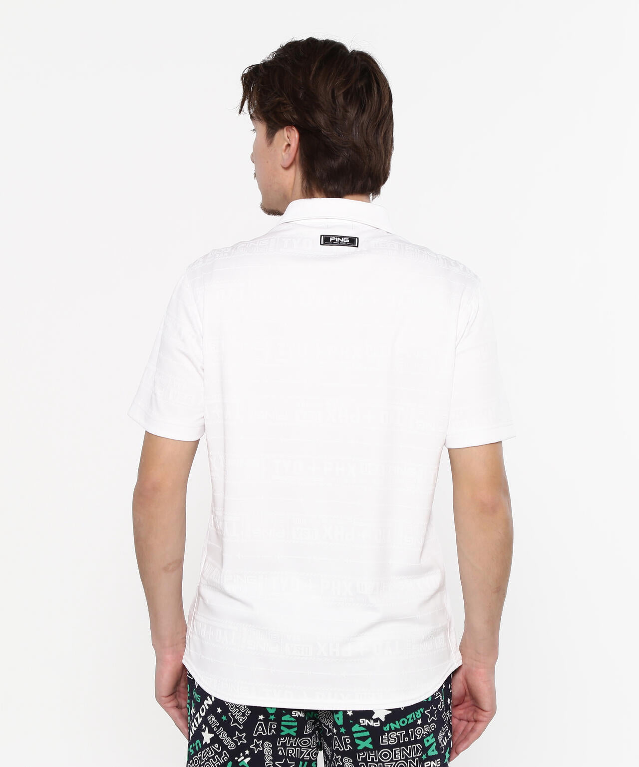 【PING APPAREL】チケット柄ジャガード半袖ポロシャツ ＜NATIVE＞ (MENS)