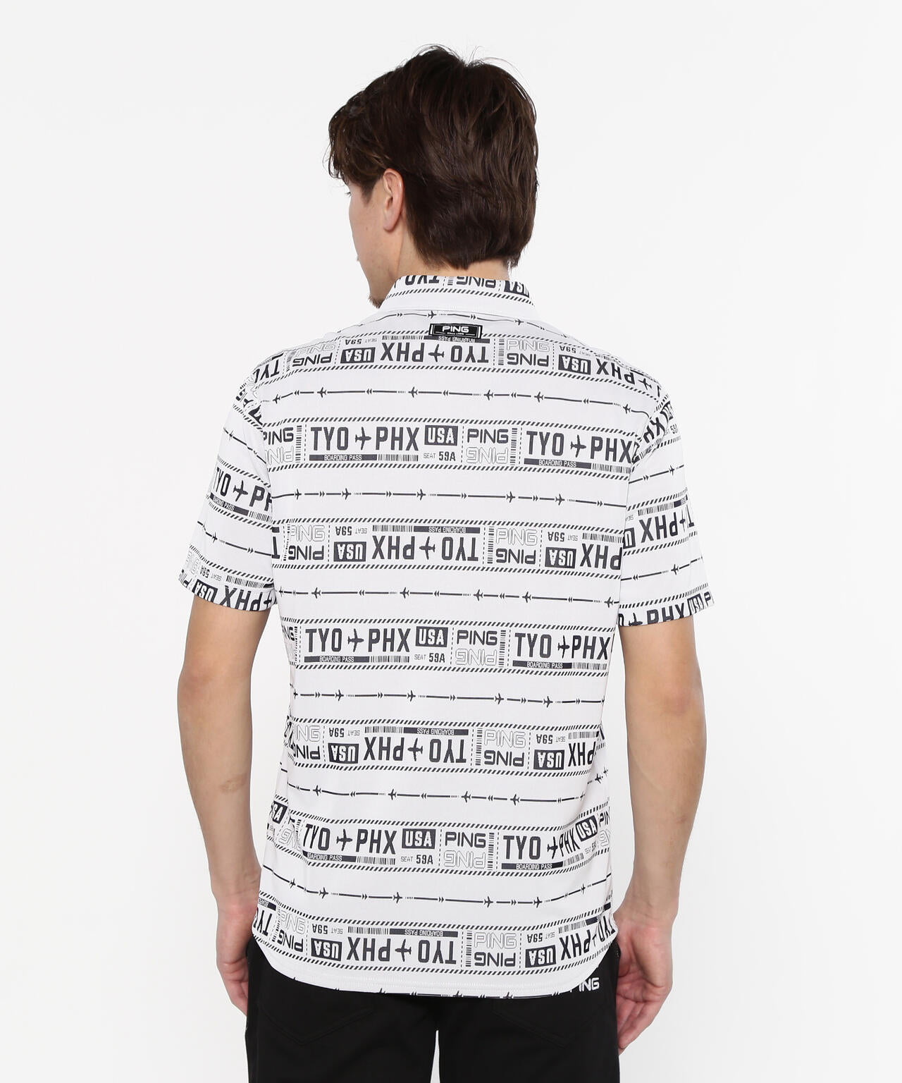 【PING APPAREL】チケット柄ジャガード半袖ポロシャツ ＜NATIVE＞ (MENS)