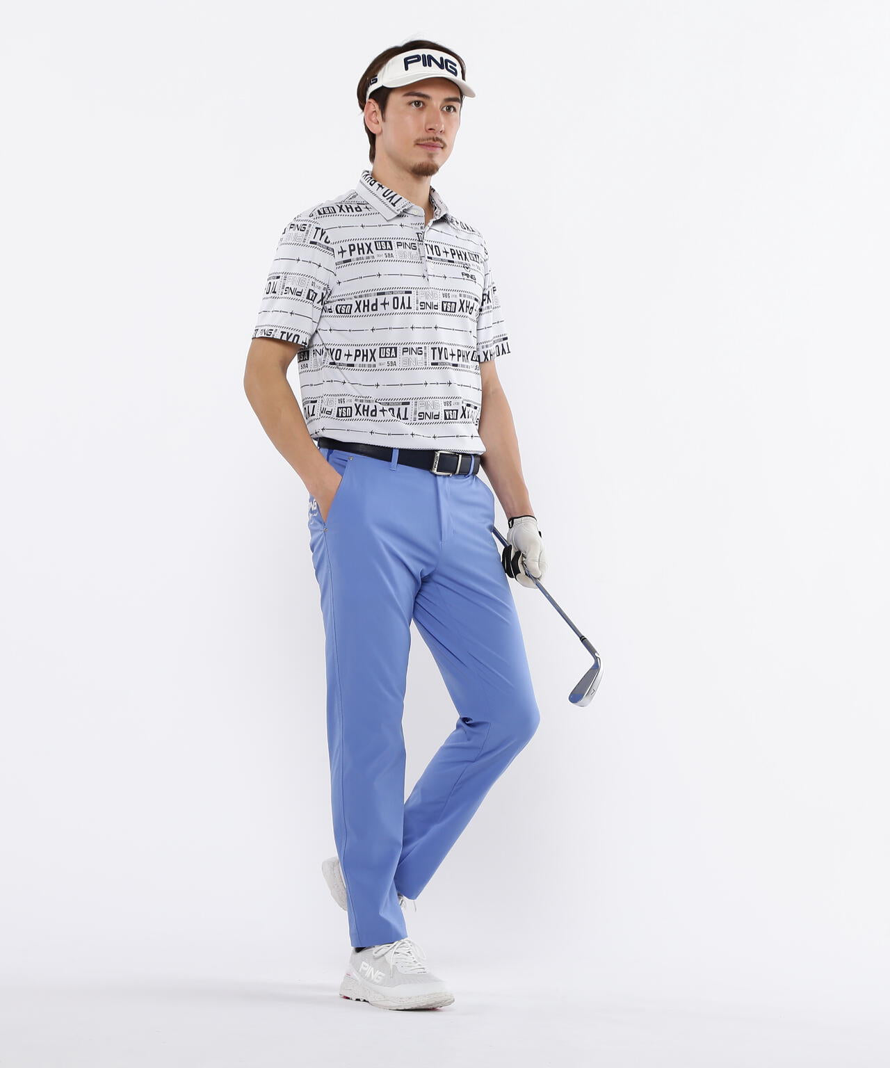 【PING APPAREL】チケット柄ジャガード半袖ポロシャツ ＜NATIVE＞ (MENS)