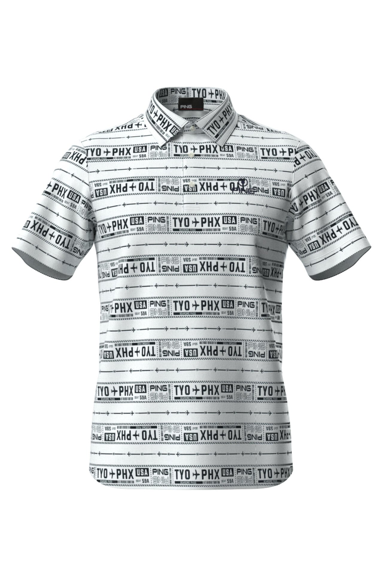 【PING APPAREL】チケット柄ジャガード半袖ポロシャツ ＜NATIVE＞ (MENS)