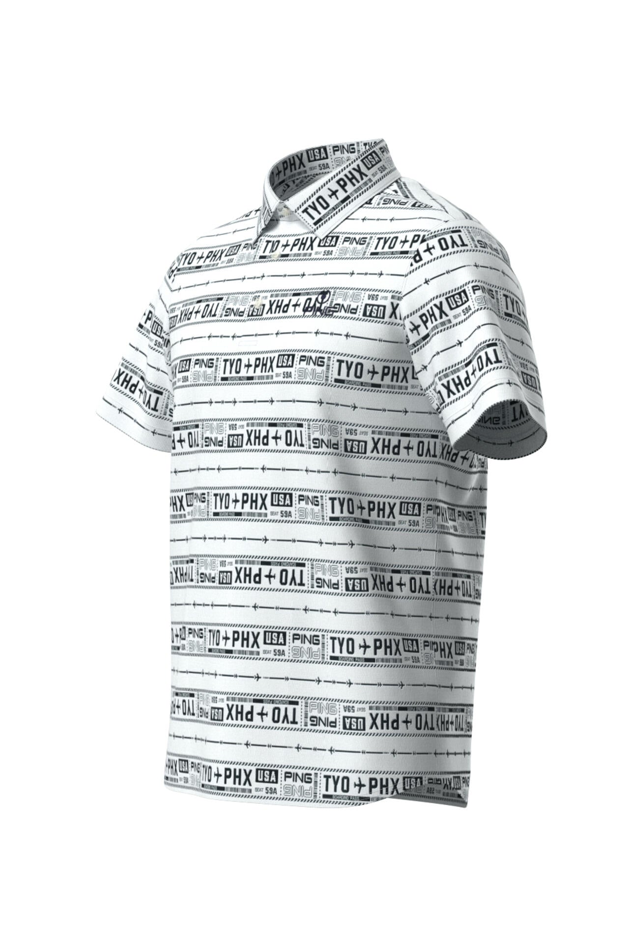 【PING APPAREL】チケット柄ジャガード半袖ポロシャツ ＜NATIVE＞ (MENS)