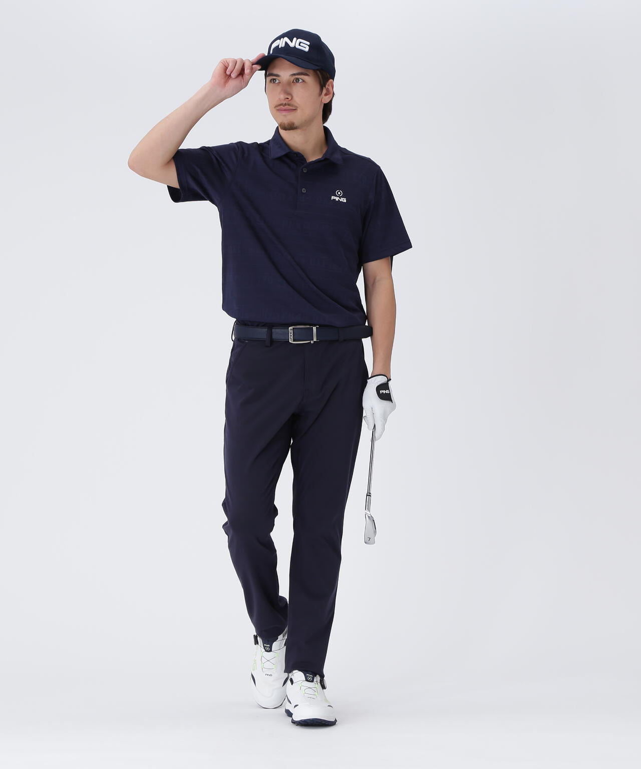 【PING APPAREL】チケット柄ジャガード半袖ポロシャツ ＜NATIVE＞ (MENS)