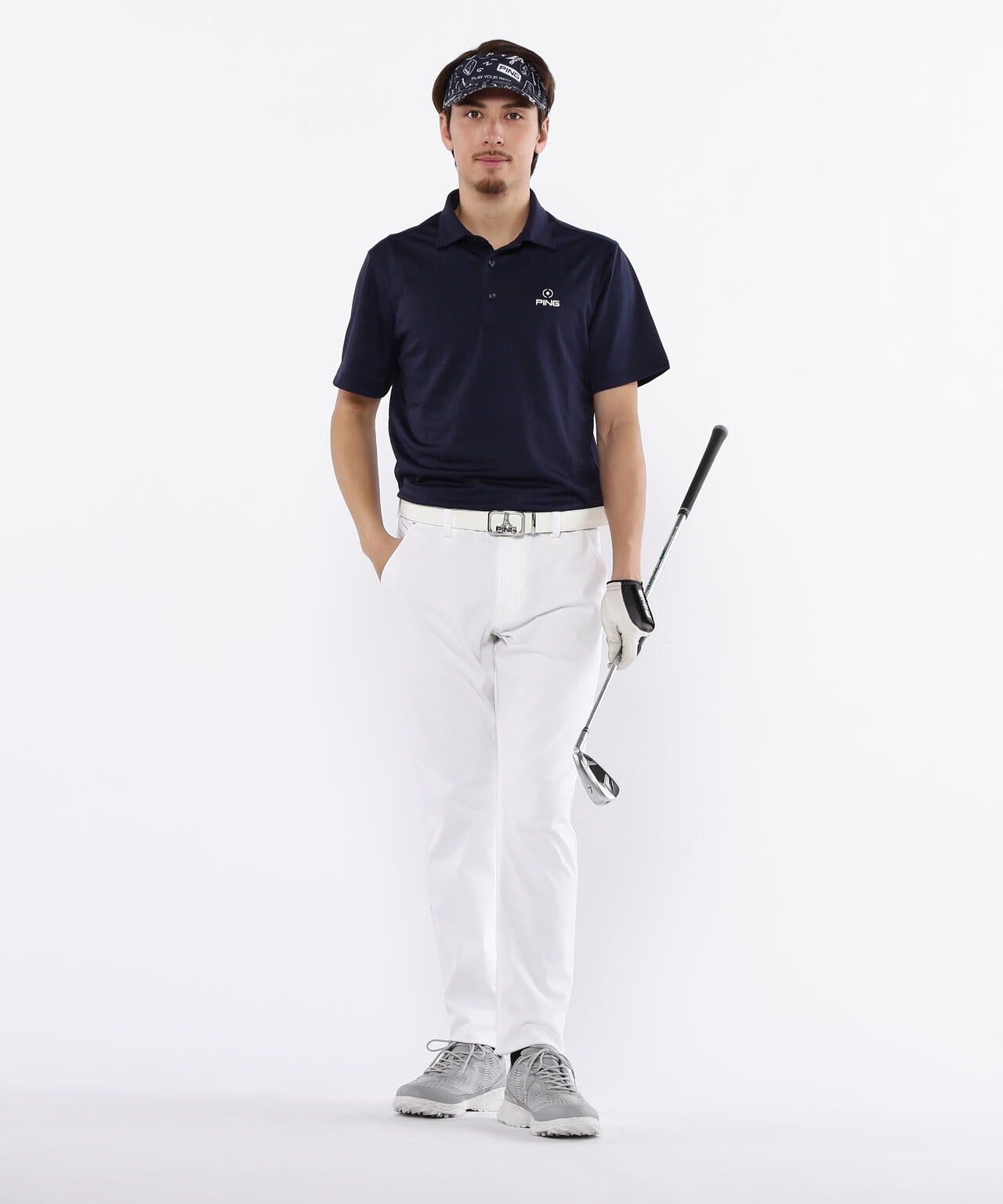 【PING APPAREL】チケット柄ジャガード半袖ポロシャツ ＜NATIVE＞ (MENS)