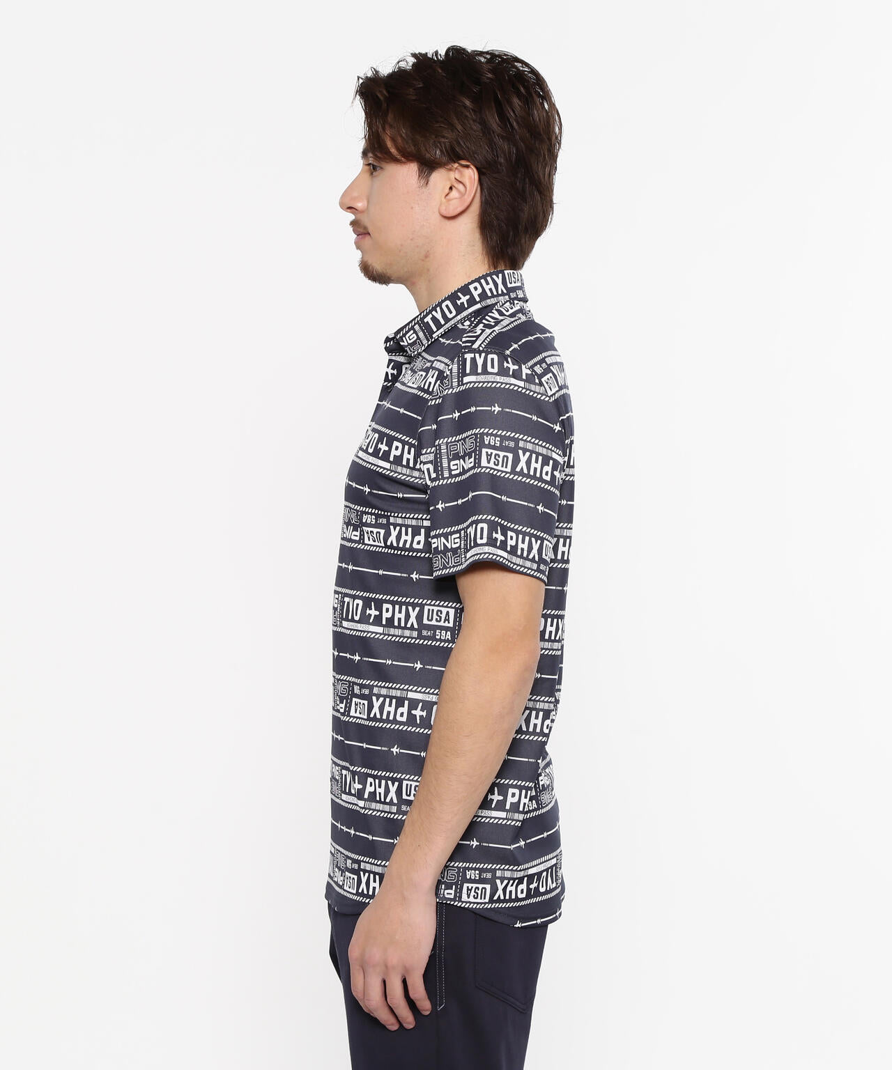 【PING APPAREL】チケット柄ジャガード半袖ポロシャツ ＜NATIVE＞ (MENS)
