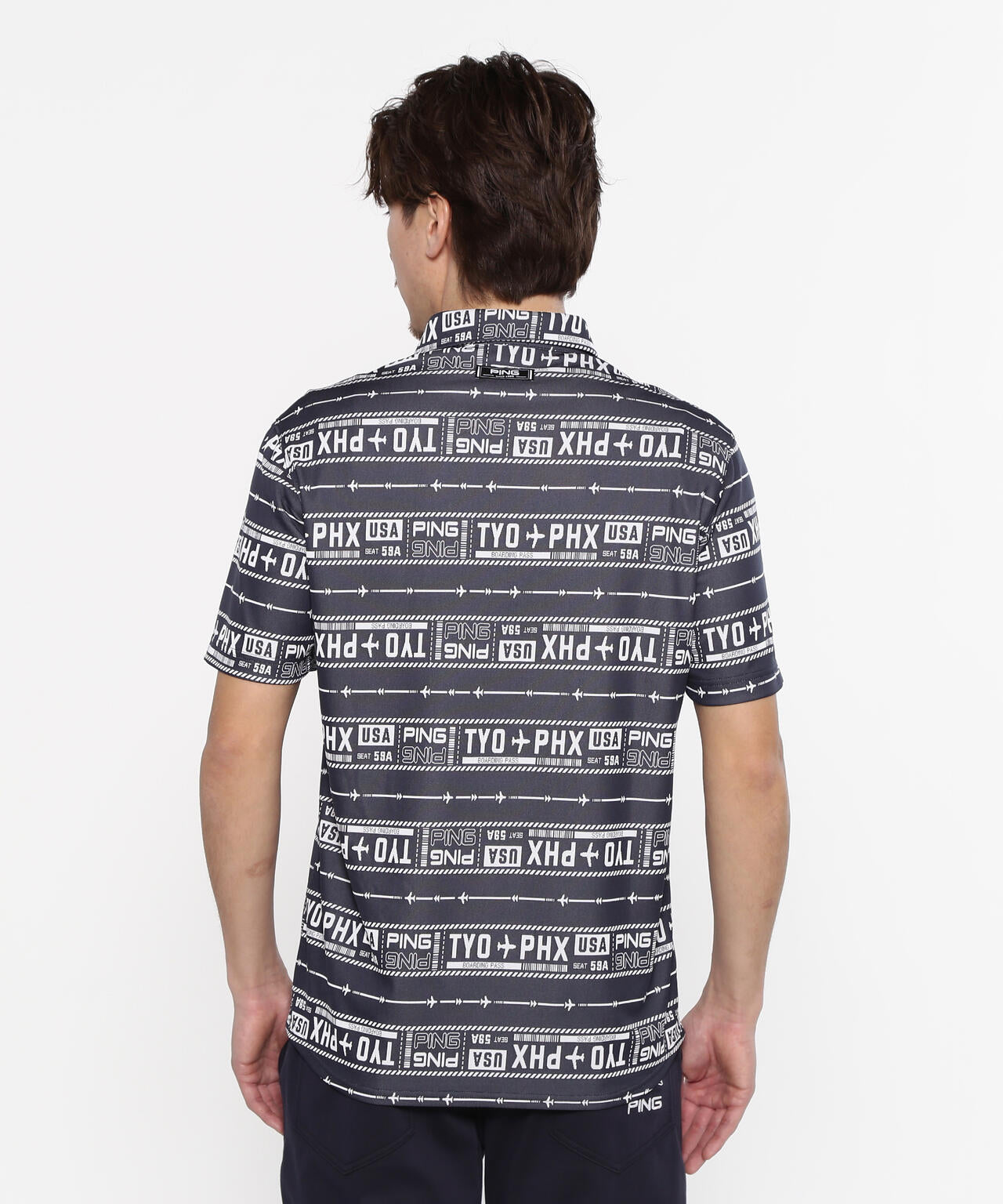 【PING APPAREL】チケット柄ジャガード半袖ポロシャツ ＜NATIVE＞ (MENS)