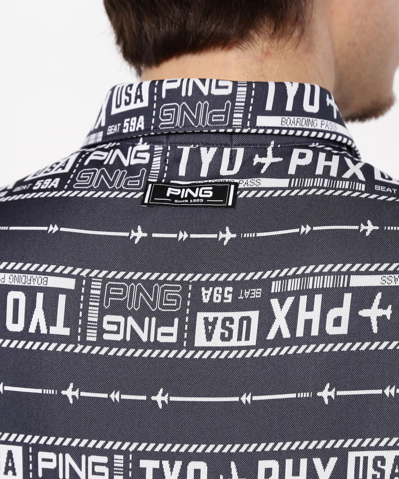 【PING APPAREL】チケット柄ジャガード半袖ポロシャツ ＜NATIVE＞ (MENS)