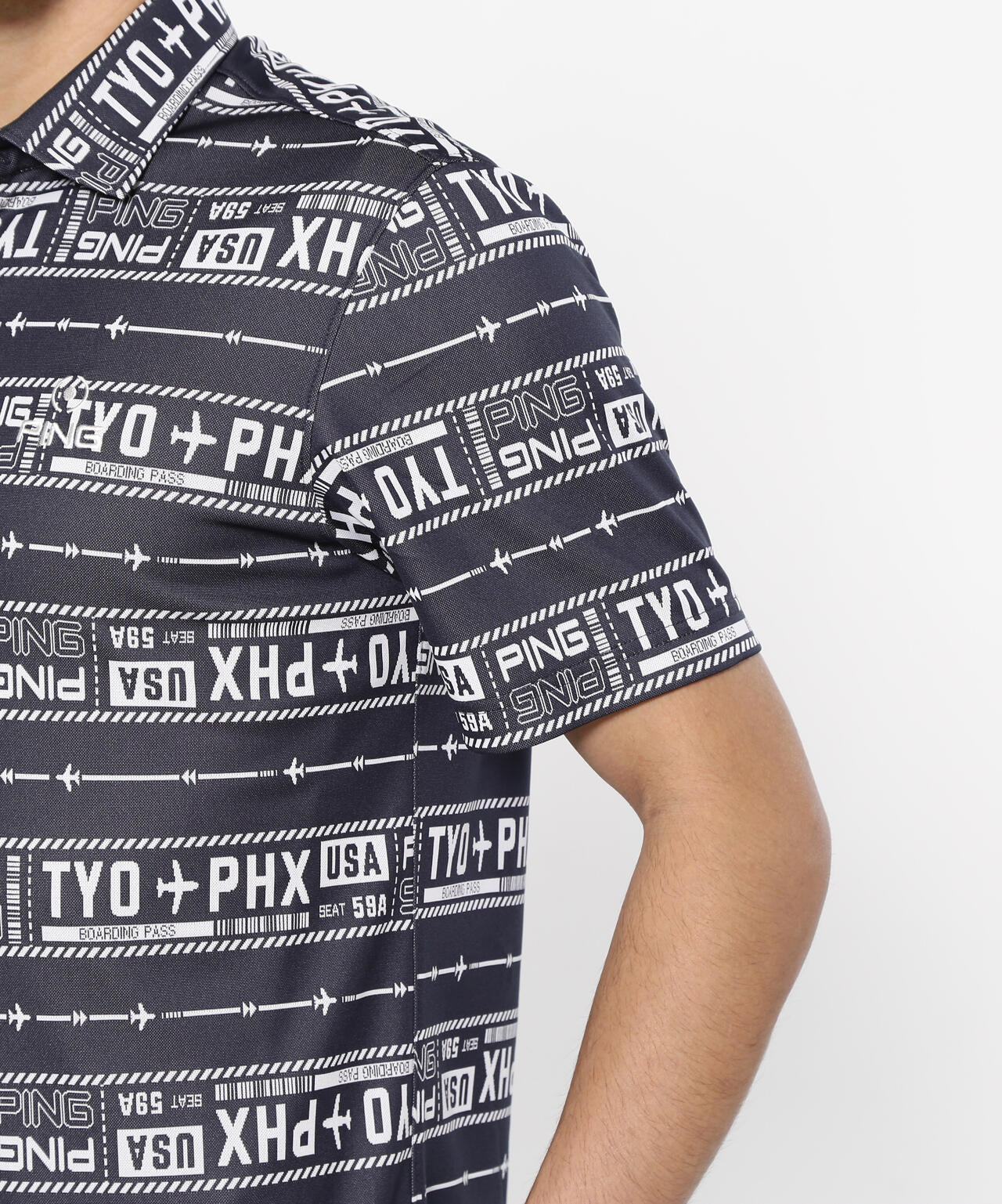 【PING APPAREL】チケット柄ジャガード半袖ポロシャツ ＜NATIVE＞ (MENS)