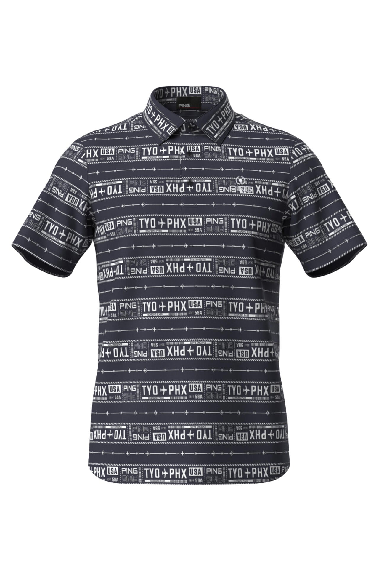 【PING APPAREL】チケット柄ジャガード半袖ポロシャツ ＜NATIVE＞ (MENS)