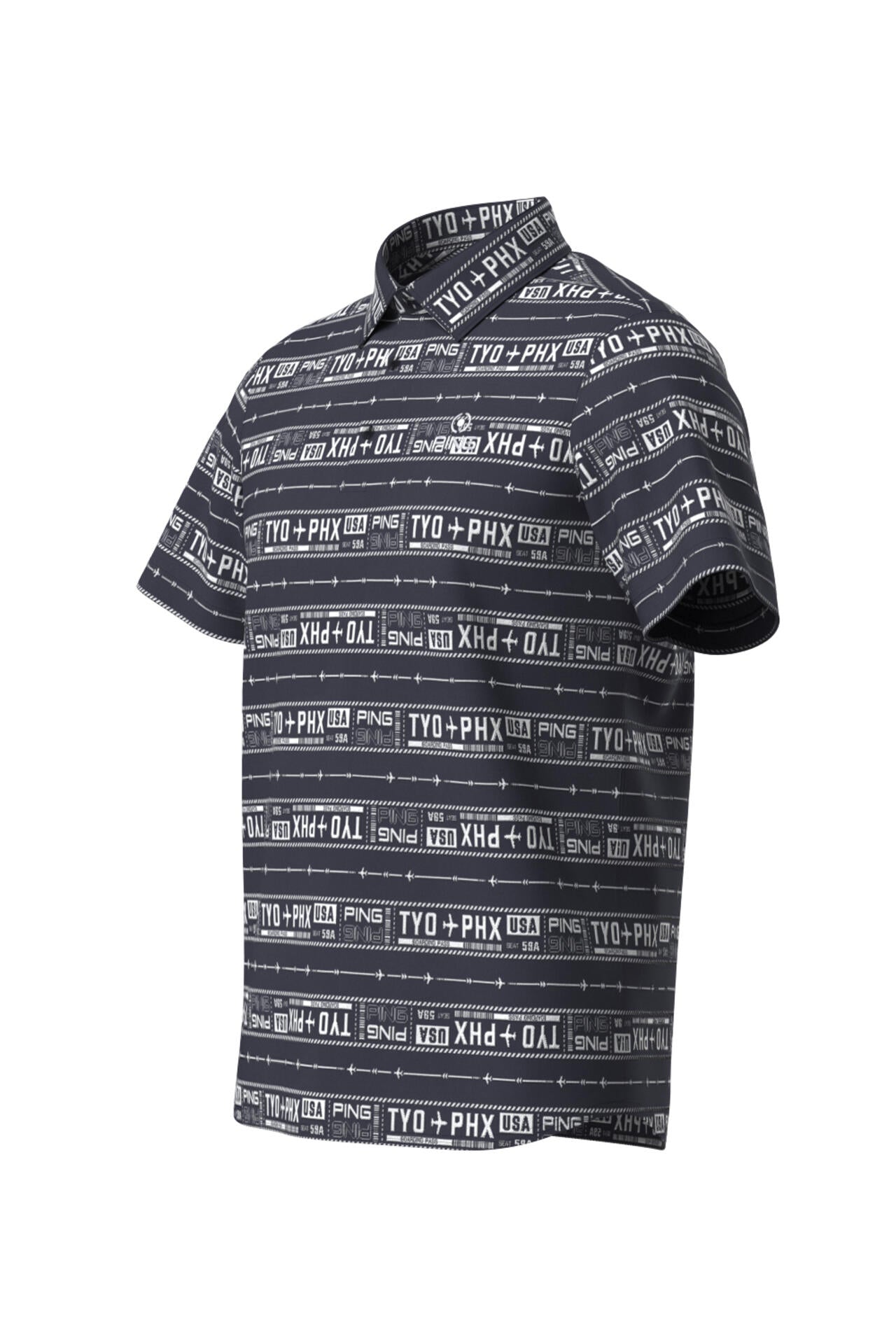 【PING APPAREL】チケット柄ジャガード半袖ポロシャツ ＜NATIVE＞ (MENS)
