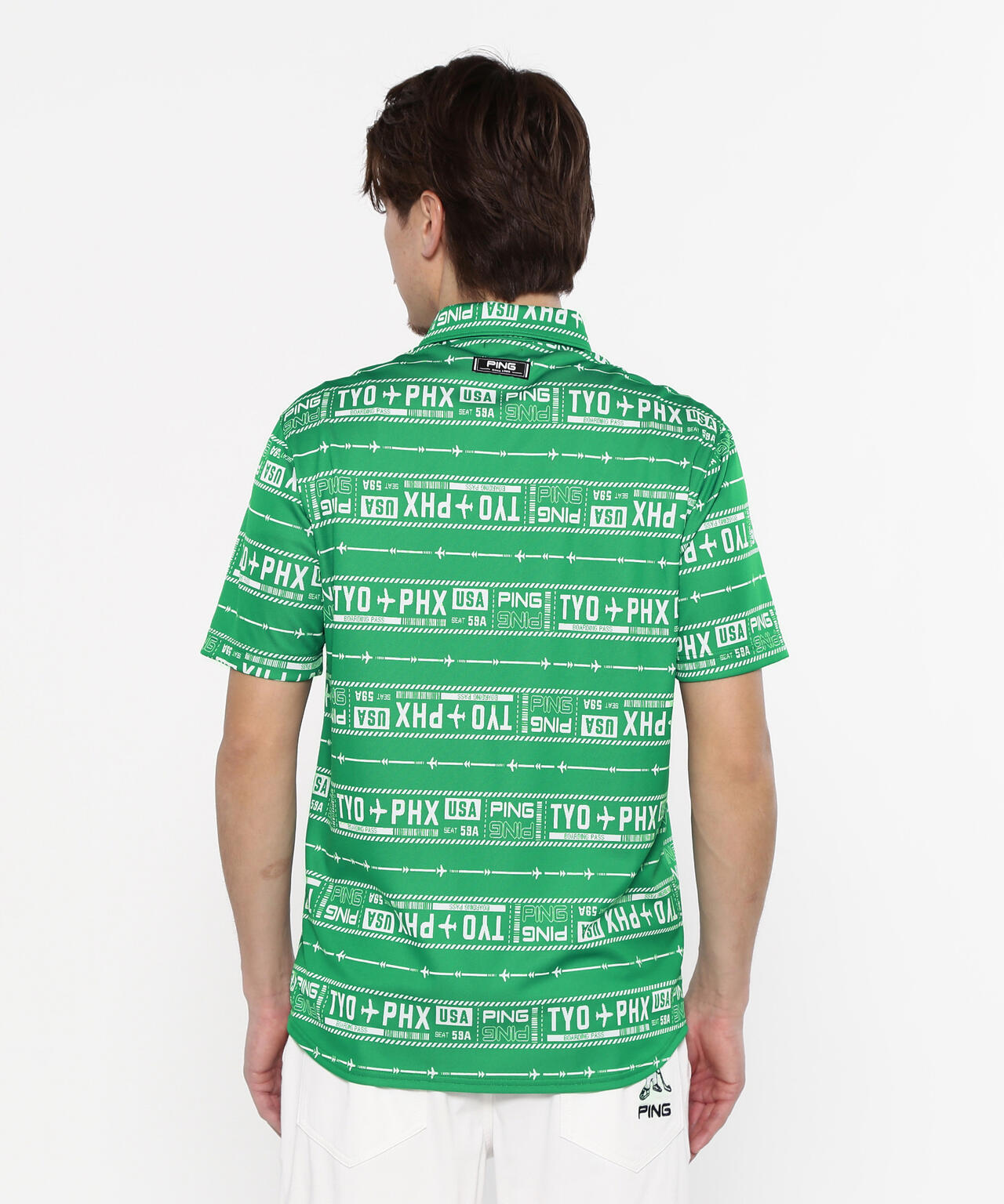 【PING APPAREL】チケット柄ジャガード半袖ポロシャツ ＜NATIVE＞ (MENS)