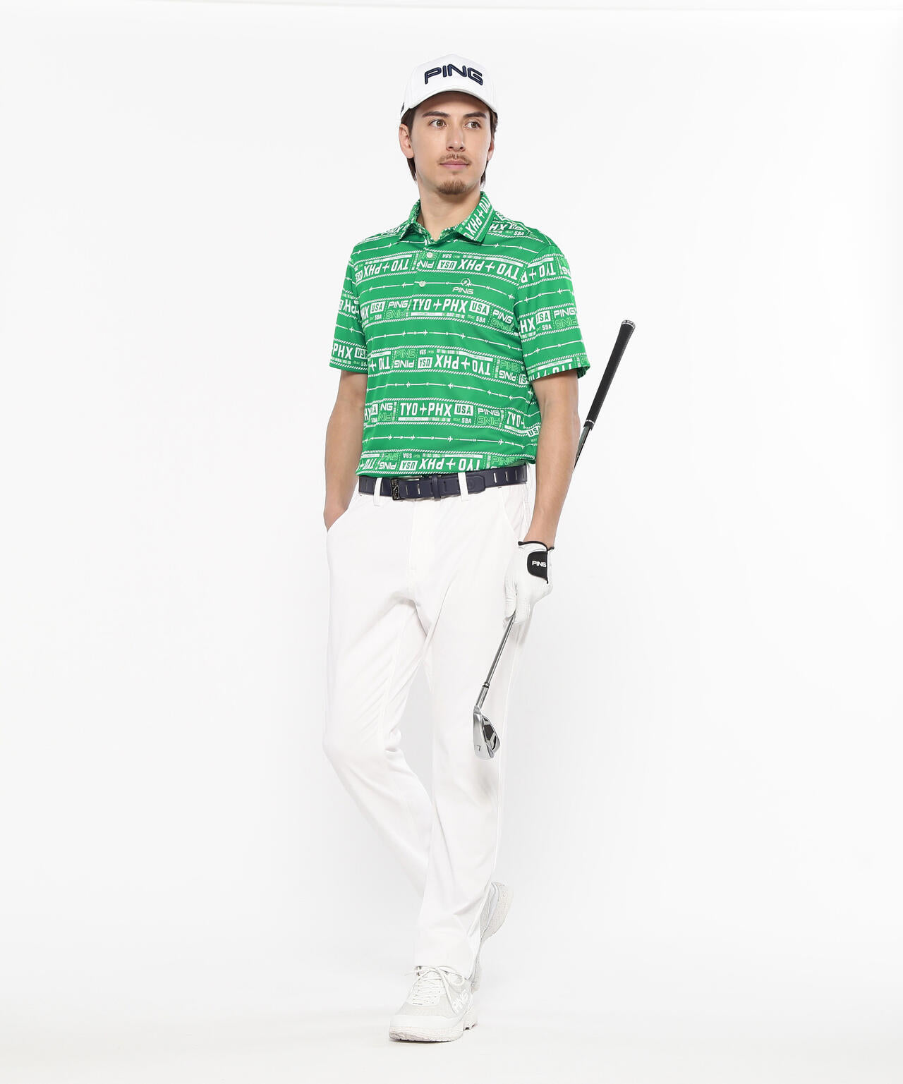 【PING APPAREL】チケット柄ジャガード半袖ポロシャツ ＜NATIVE＞ (MENS)