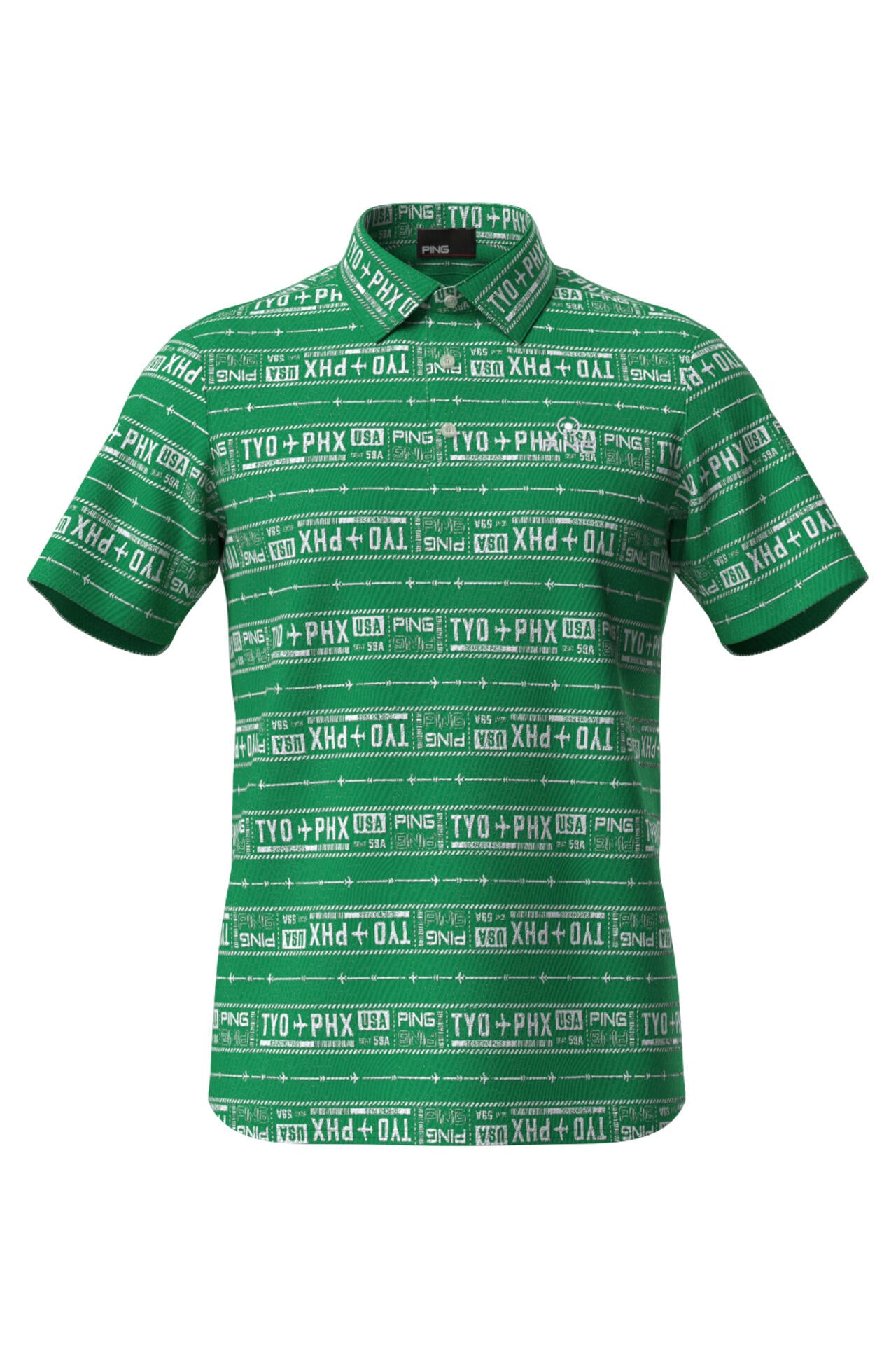 【PING APPAREL】チケット柄ジャガード半袖ポロシャツ ＜NATIVE＞ (MENS)