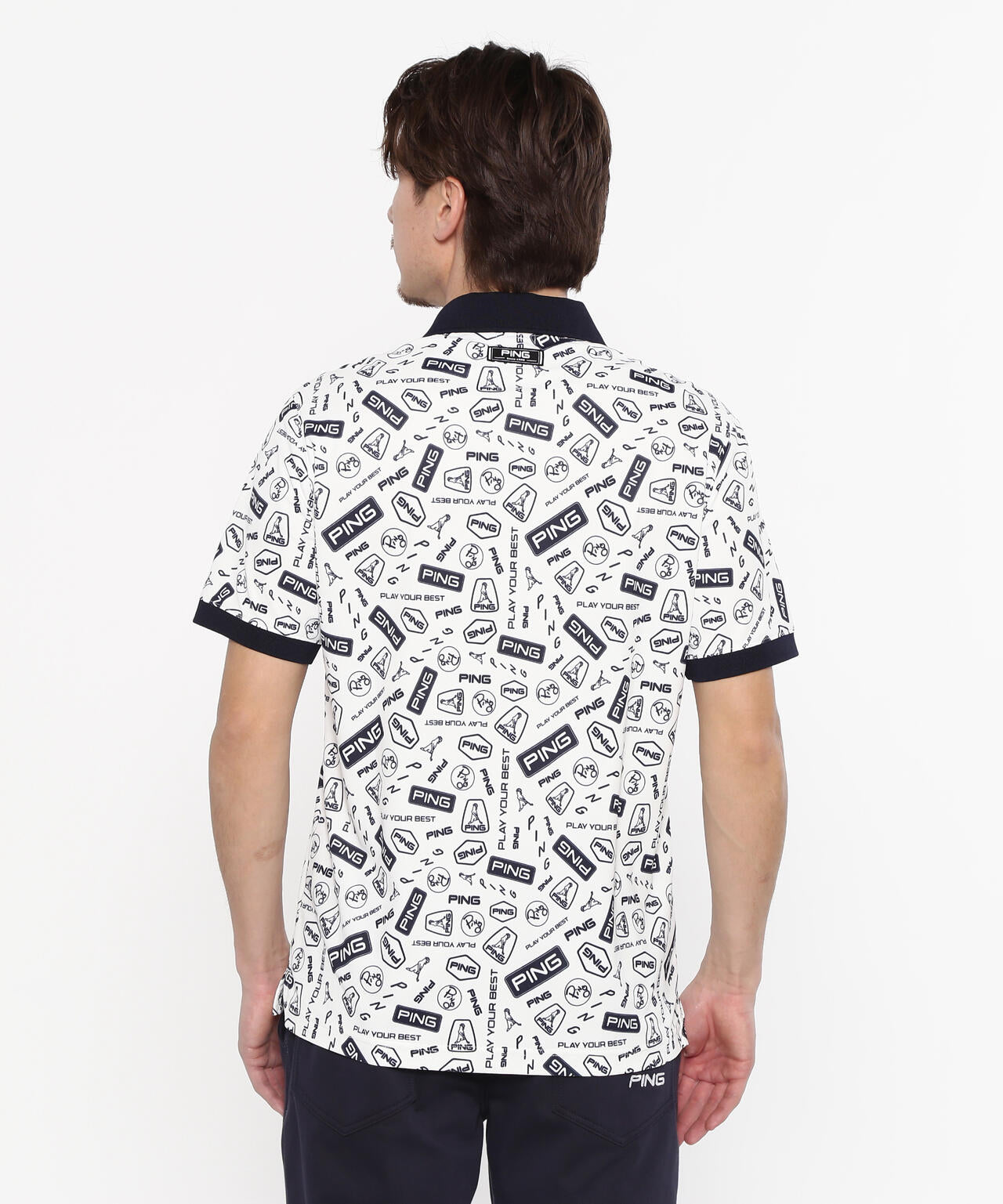 【PING APPAREL】総柄プリント半袖ポロシャツ ＜NATIVE＞ (MENS)