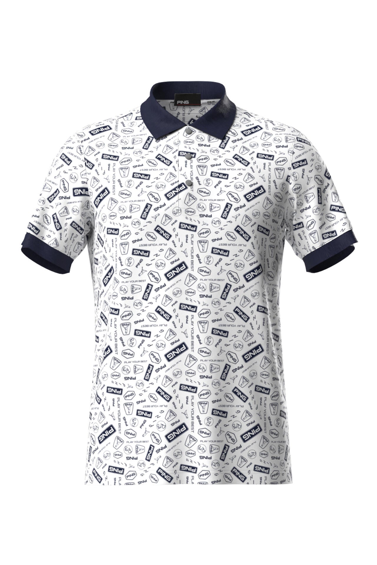 【PING APPAREL】総柄プリント半袖ポロシャツ ＜NATIVE＞ (MENS)