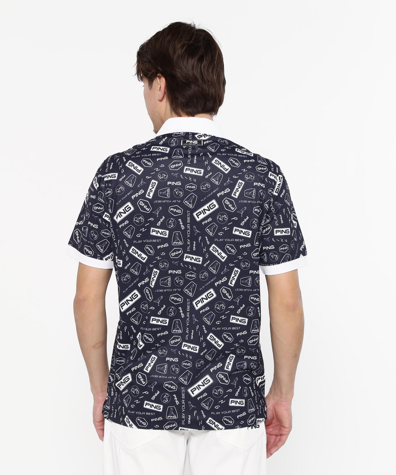 【PING APPAREL】総柄プリント半袖ポロシャツ ＜NATIVE＞ (MENS)