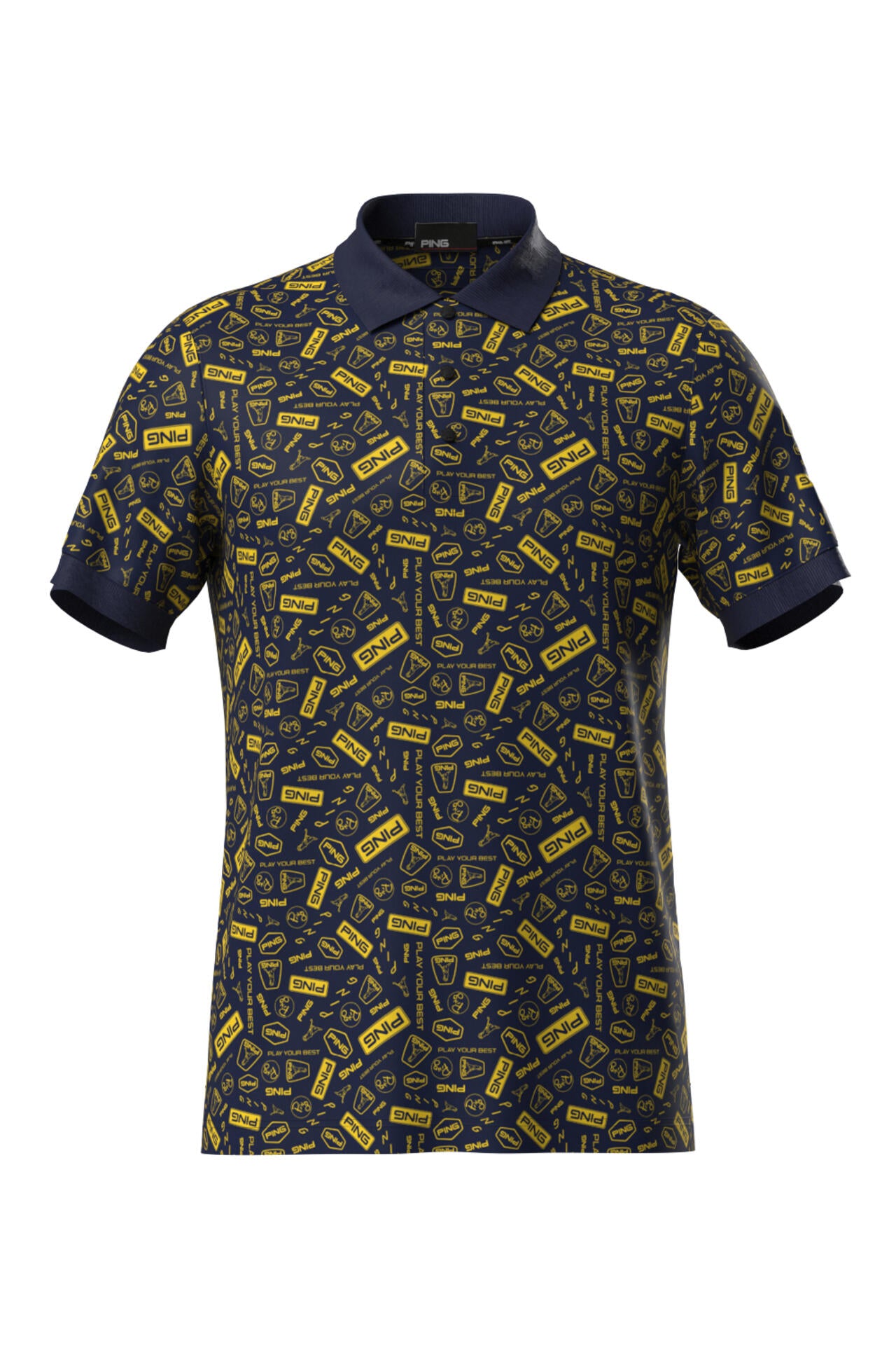 【PING APPAREL】総柄プリント半袖ポロシャツ ＜NATIVE＞ (MENS)