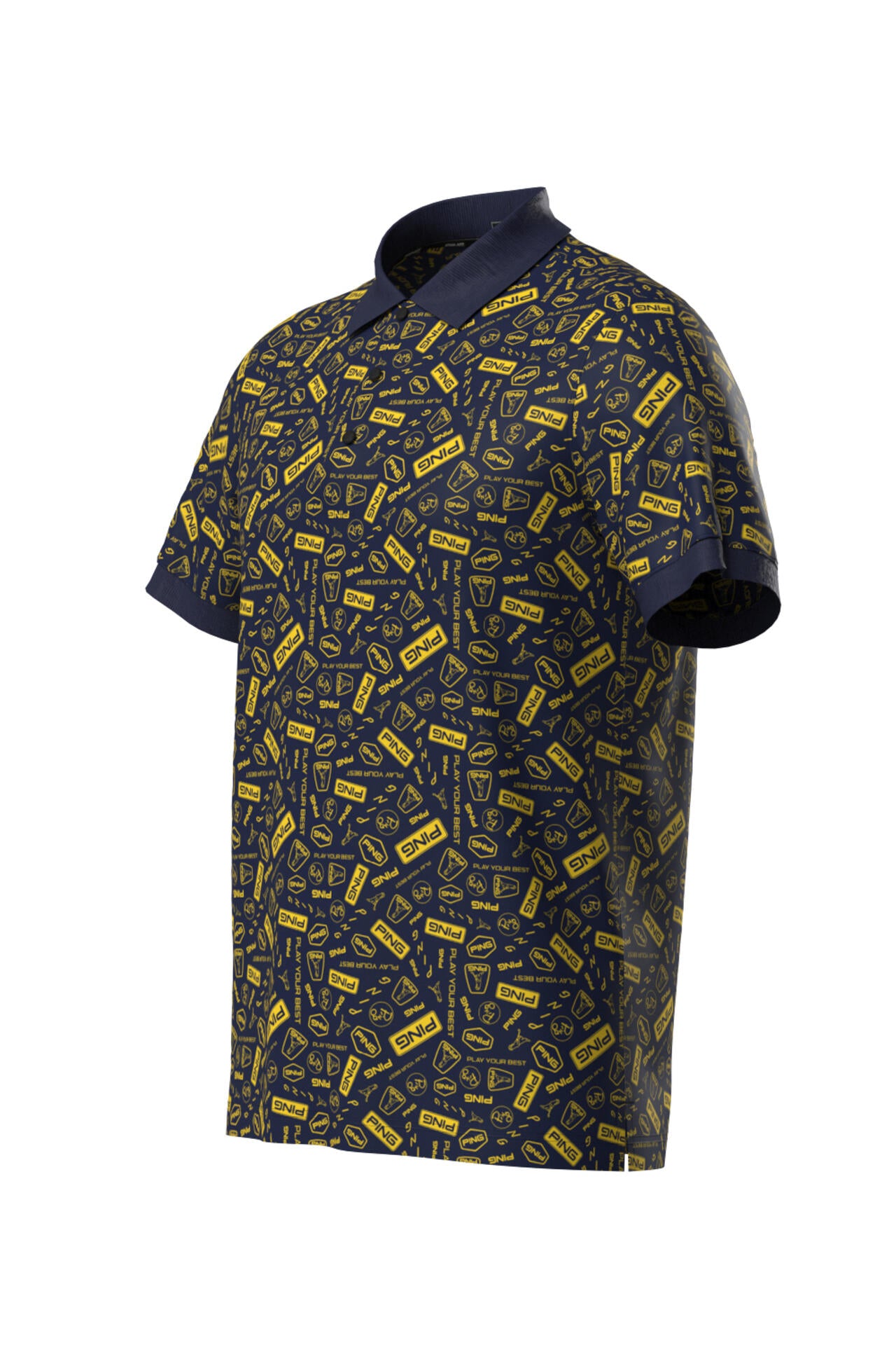 【PING APPAREL】総柄プリント半袖ポロシャツ ＜NATIVE＞ (MENS)