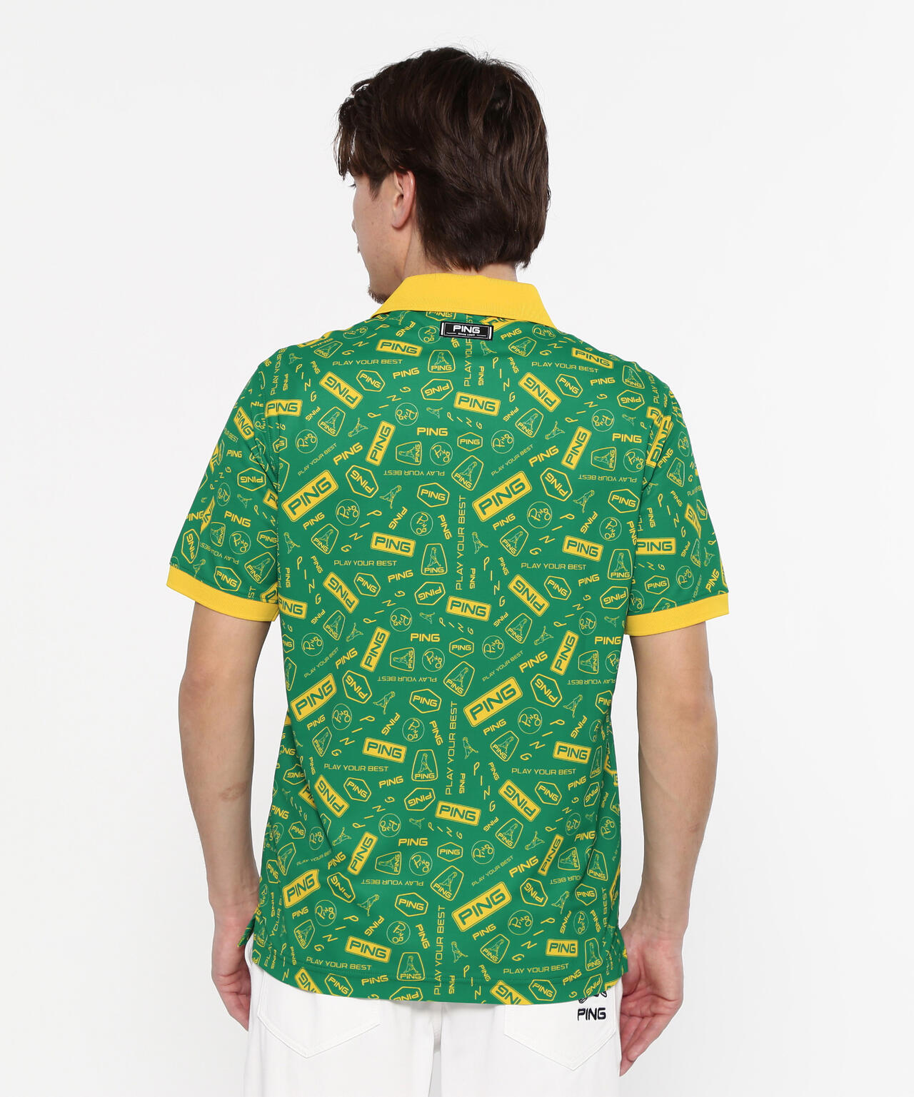 【PING APPAREL】総柄プリント半袖ポロシャツ ＜NATIVE＞ (MENS)