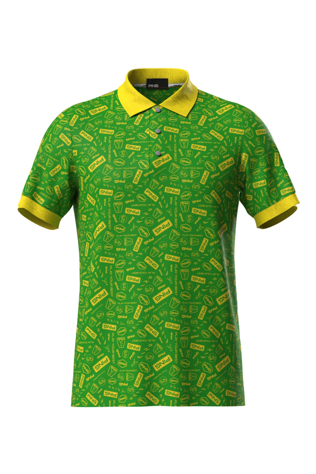 【PING APPAREL】総柄プリント半袖ポロシャツ ＜NATIVE＞ (MENS)
