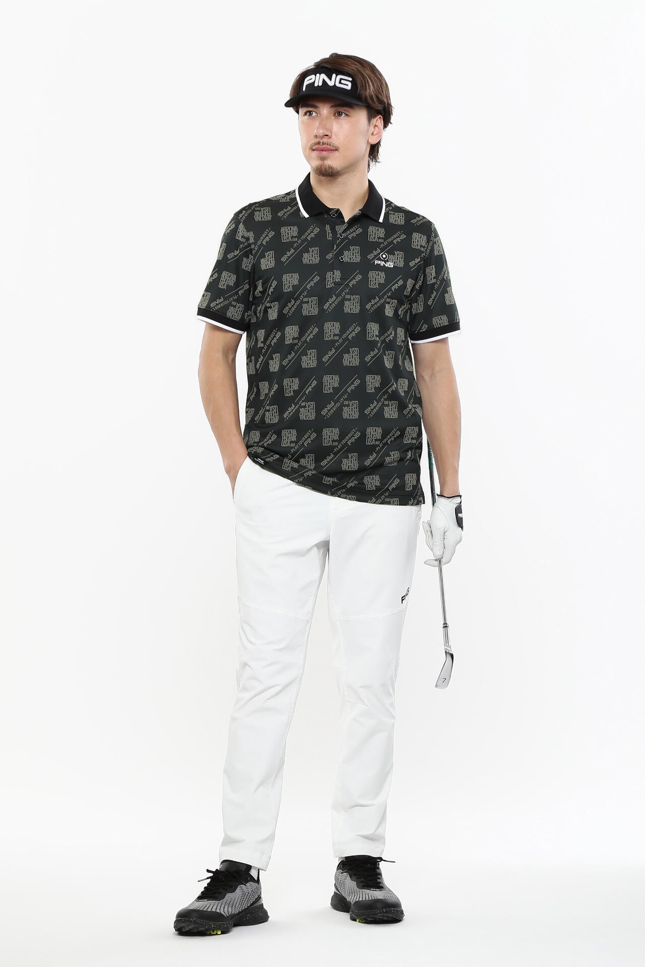 【PING APPAREL】バイアスロゴジャガード 半袖ポロシャツ ＜PERFORMANCE＞ (MENS)