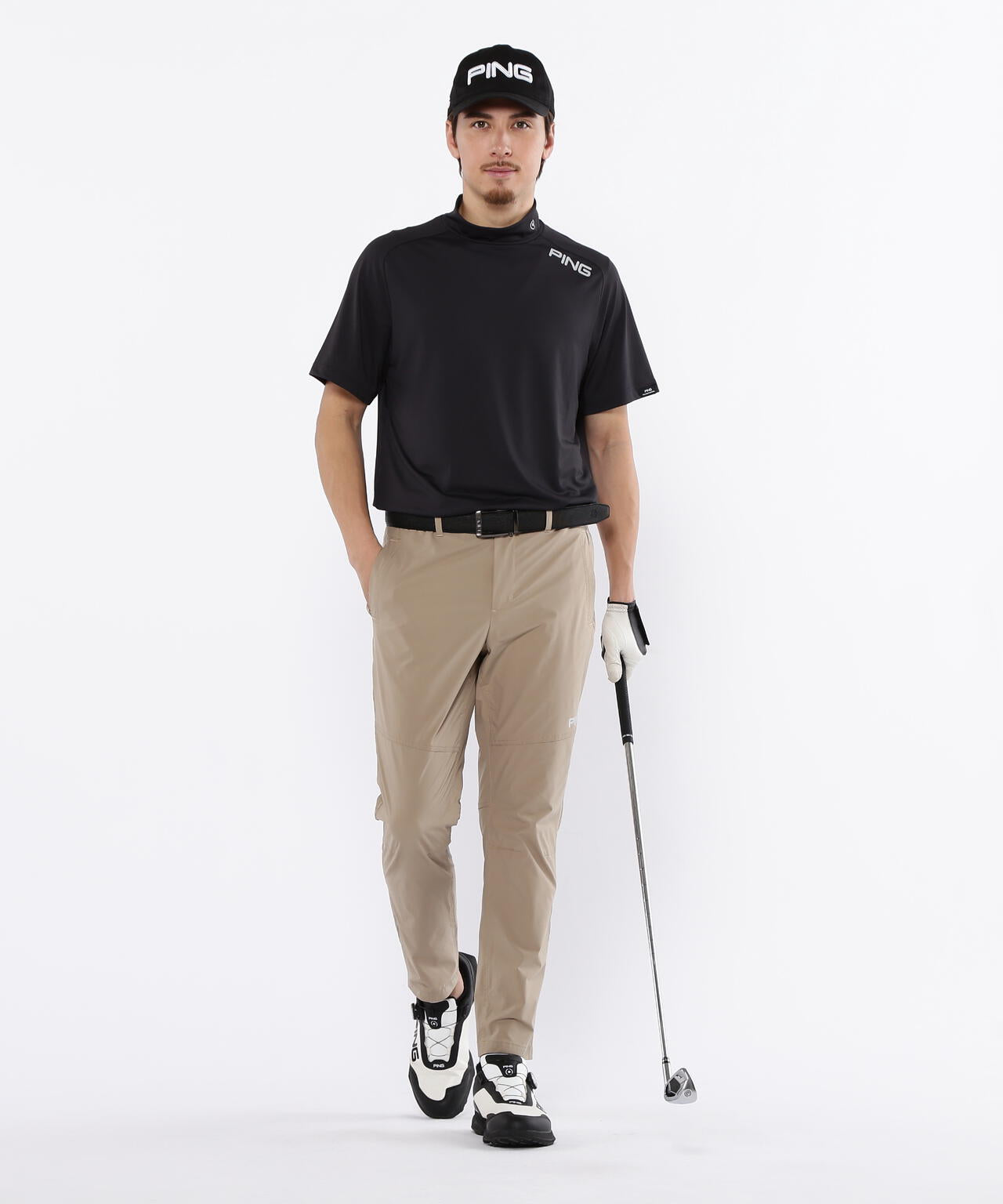 【PING APPAREL】メッシュパネルジャガード半袖ハイネックカットソー ＜PERFORMANCE＞ (MENS)