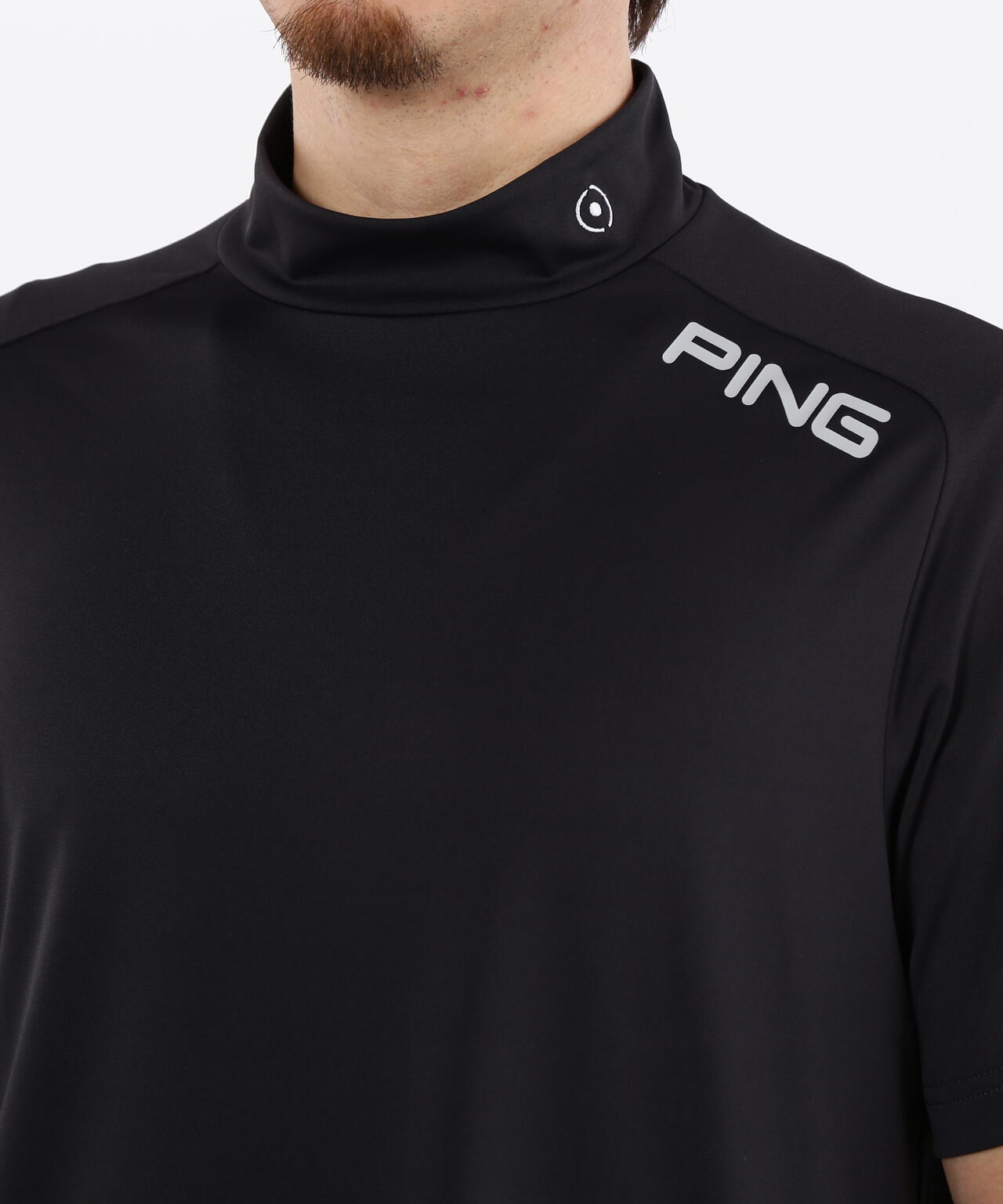 【PING APPAREL】メッシュパネルジャガード半袖ハイネックカットソー ＜PERFORMANCE＞ (MENS)