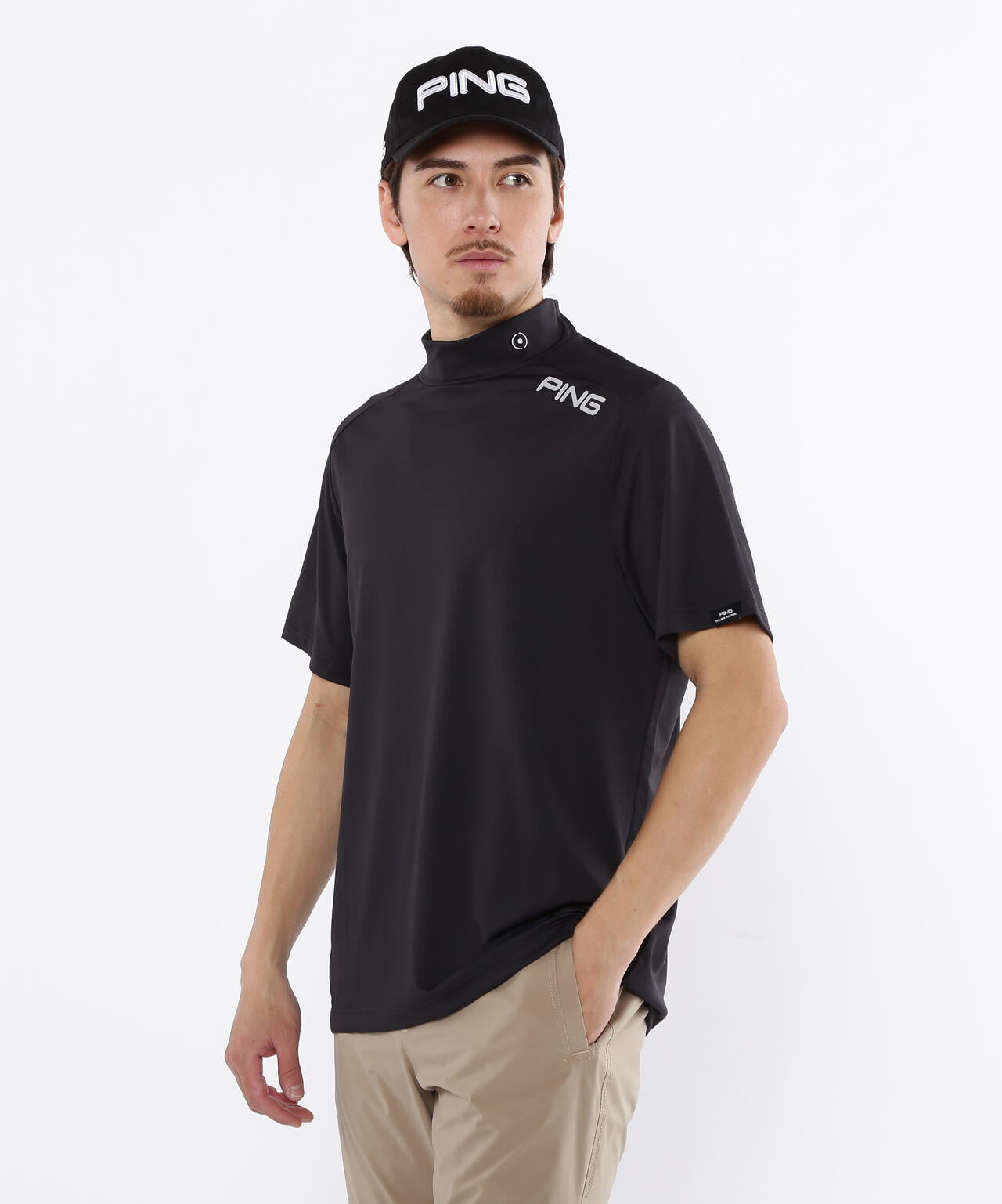 【PING APPAREL】メッシュパネルジャガード半袖ハイネックカットソー ＜PERFORMANCE＞ (MENS)