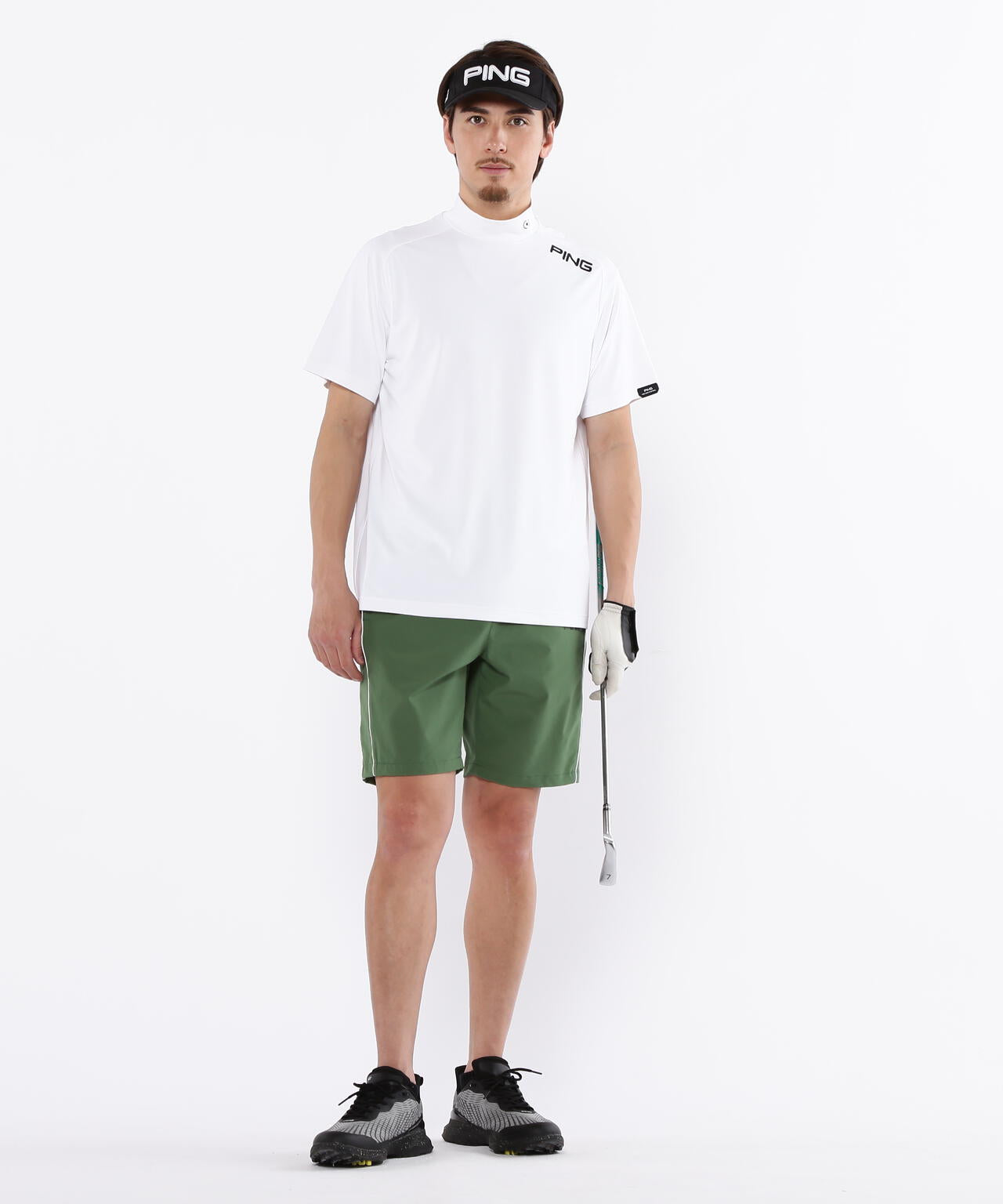 【PING APPAREL】メッシュパネルジャガード半袖ハイネックカットソー ＜PERFORMANCE＞ (MENS)