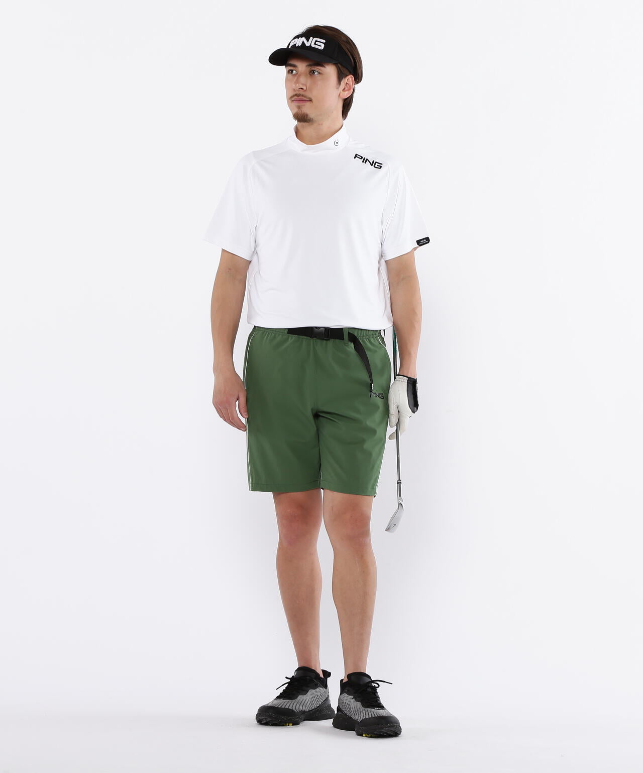 【PING APPAREL】メッシュパネルジャガード半袖ハイネックカットソー ＜PERFORMANCE＞ (MENS)