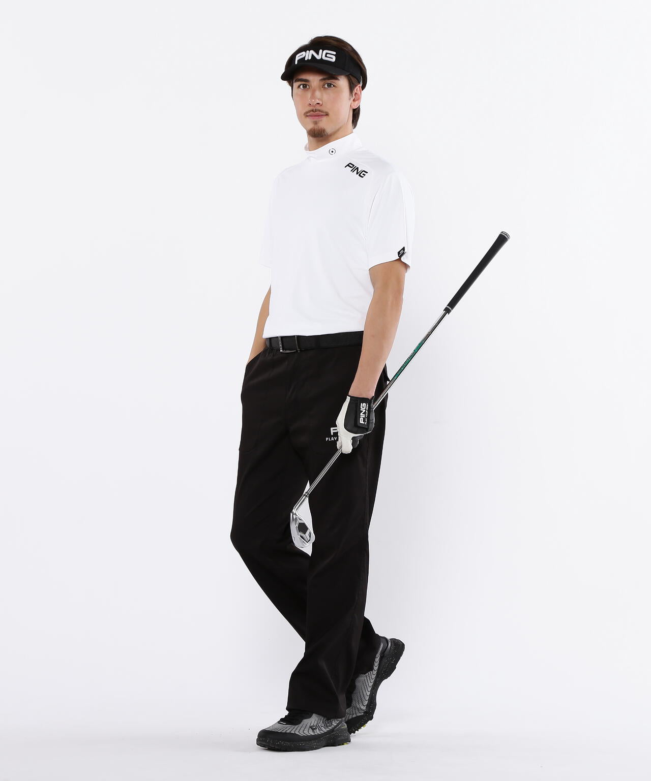 【PING APPAREL】メッシュパネルジャガード半袖ハイネックカットソー ＜PERFORMANCE＞ (MENS)