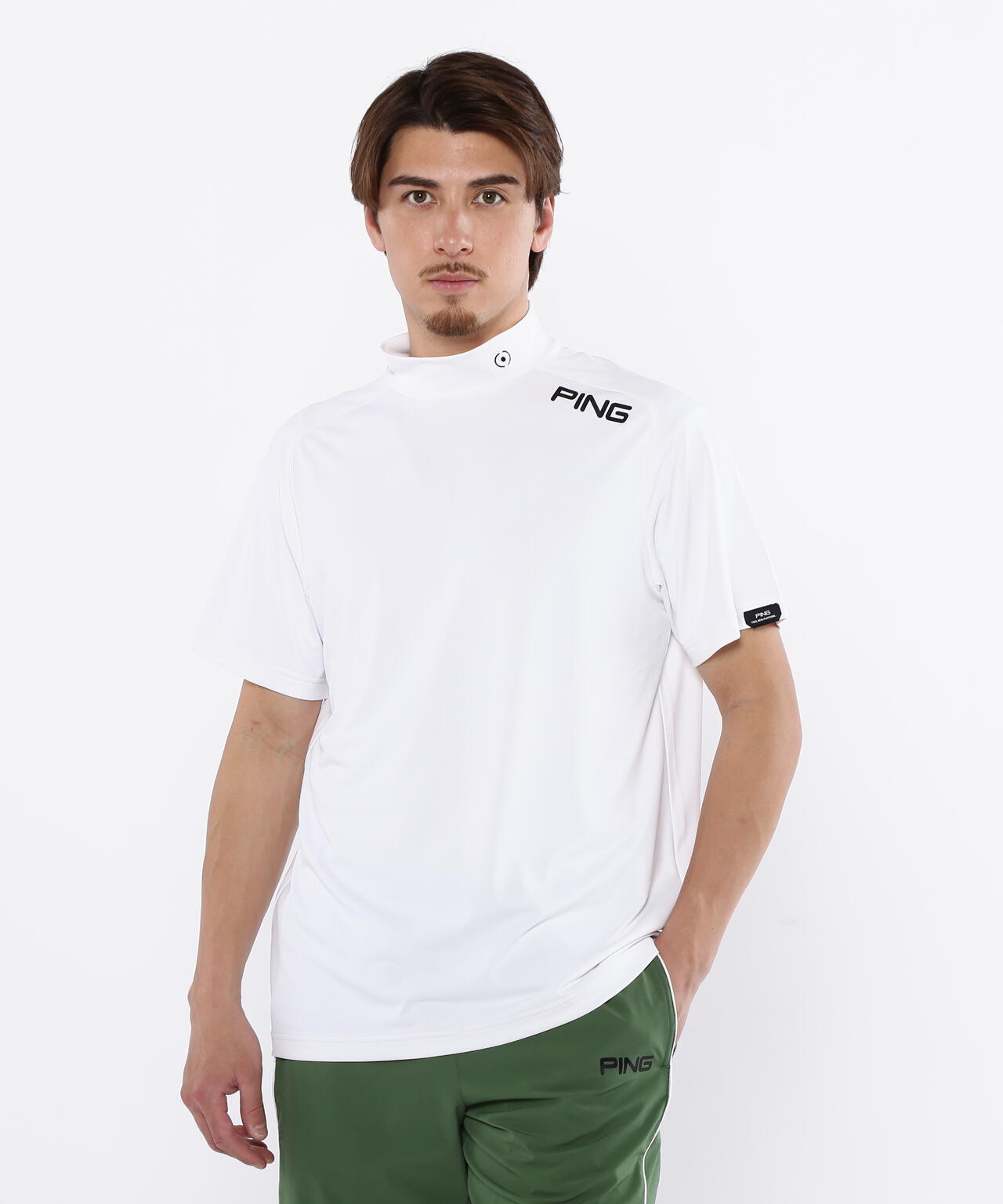 【PING APPAREL】メッシュパネルジャガード半袖ハイネックカットソー ＜PERFORMANCE＞ (MENS)