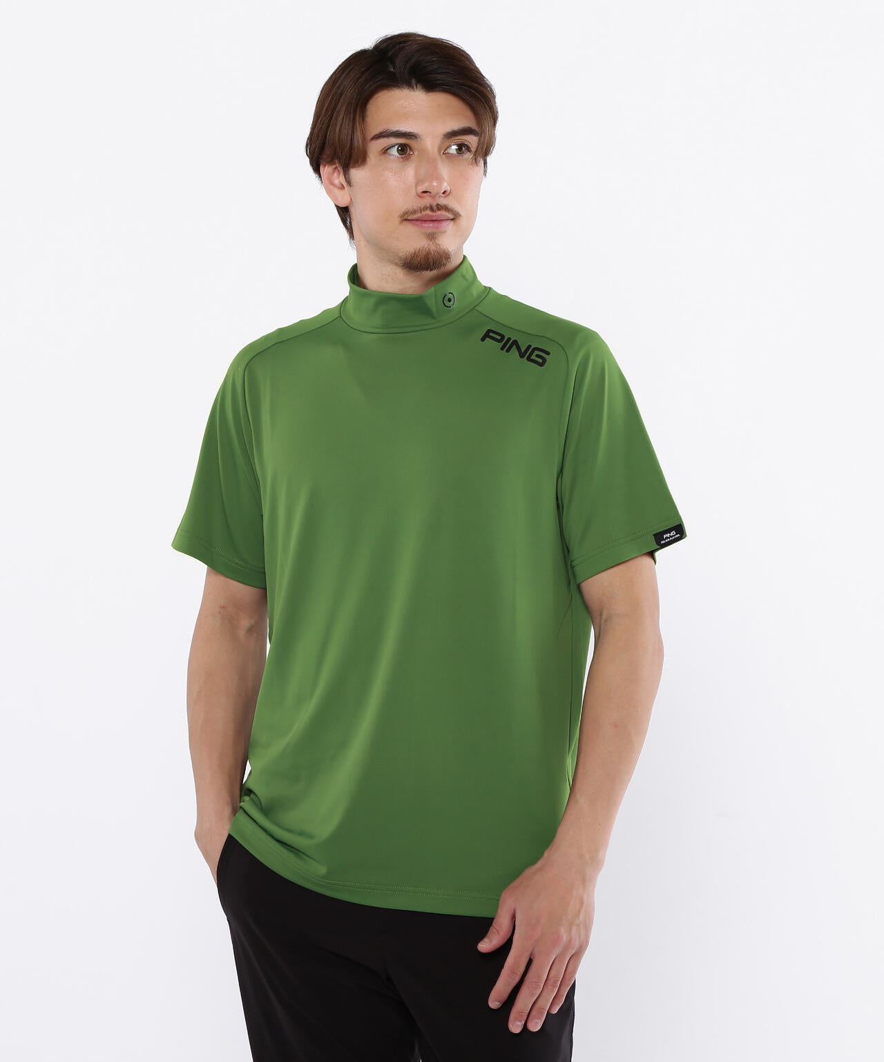 【PING APPAREL】メッシュパネルジャガード半袖ハイネックカットソー ＜PERFORMANCE＞ (MENS)
