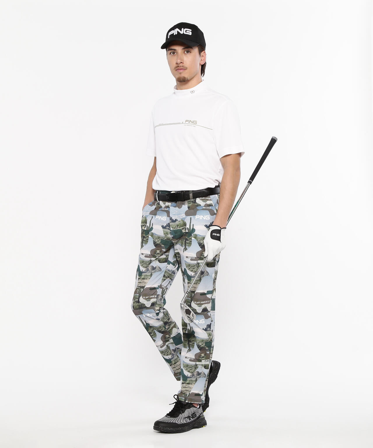 【PING APPAREL】カノコ 半袖ハイネックシャツ ＜NATIVE＞ (MENS)