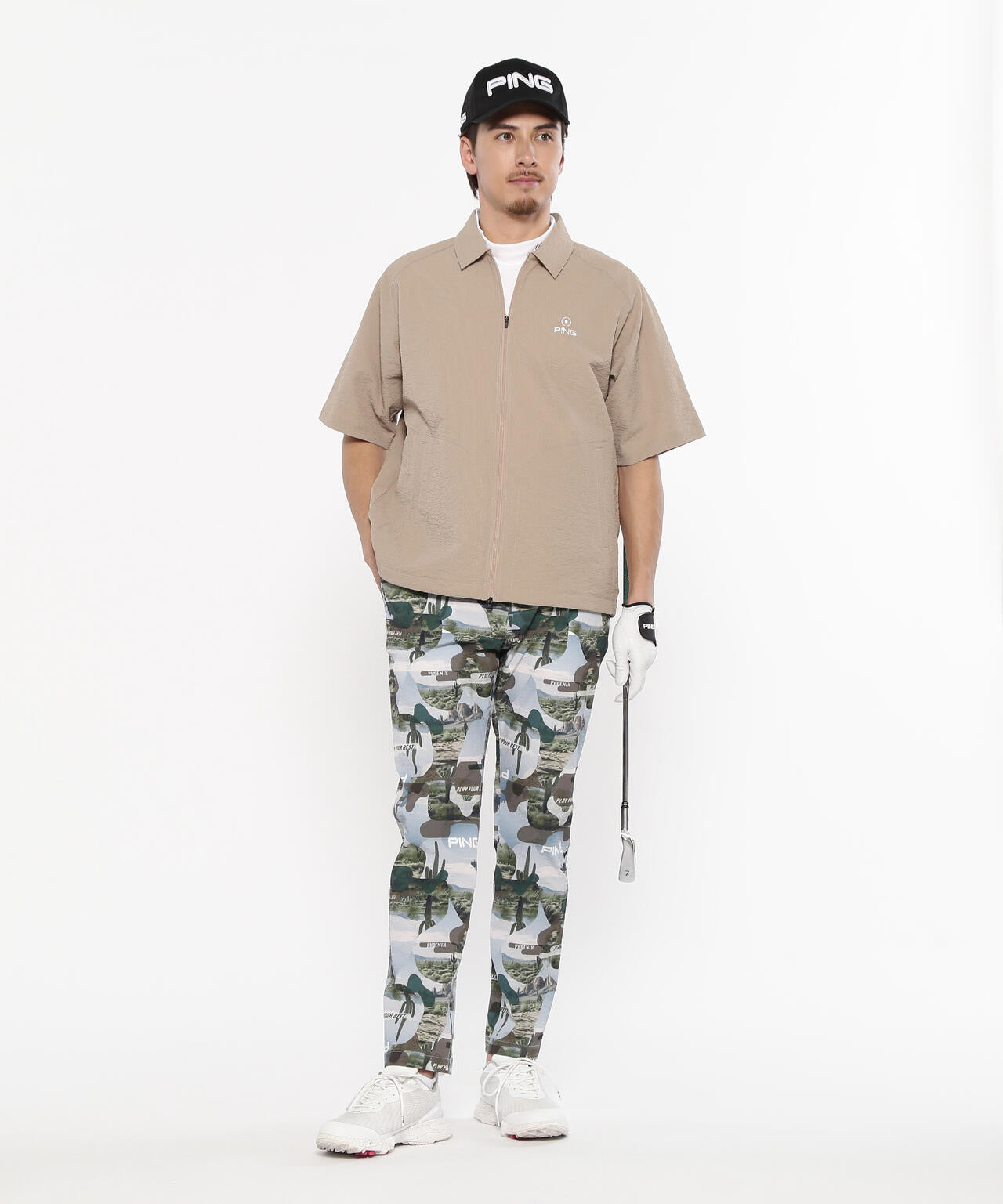 【PING APPAREL】カノコ 半袖ハイネックシャツ ＜NATIVE＞ (MENS)