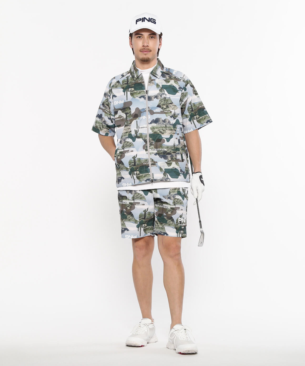【PING APPAREL】カノコ 半袖ハイネックシャツ ＜NATIVE＞ (MENS)