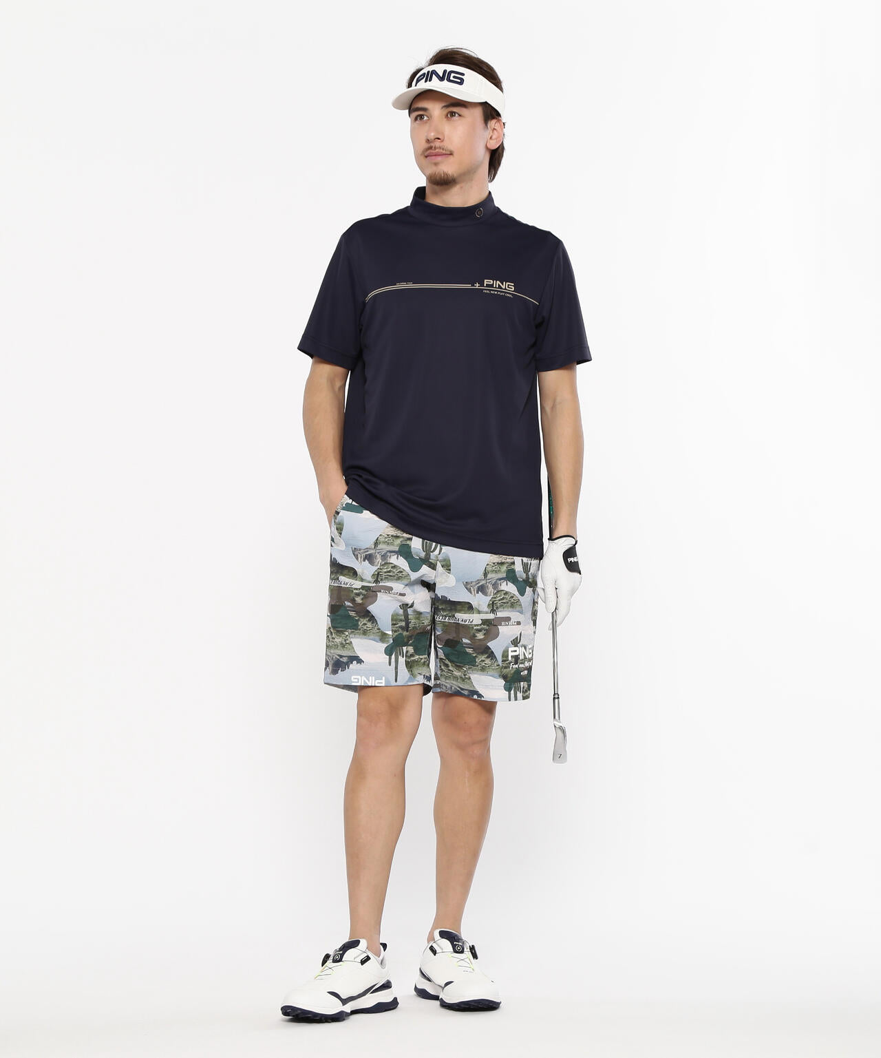 【PING APPAREL】カノコ 半袖ハイネックシャツ ＜NATIVE＞ (MENS)