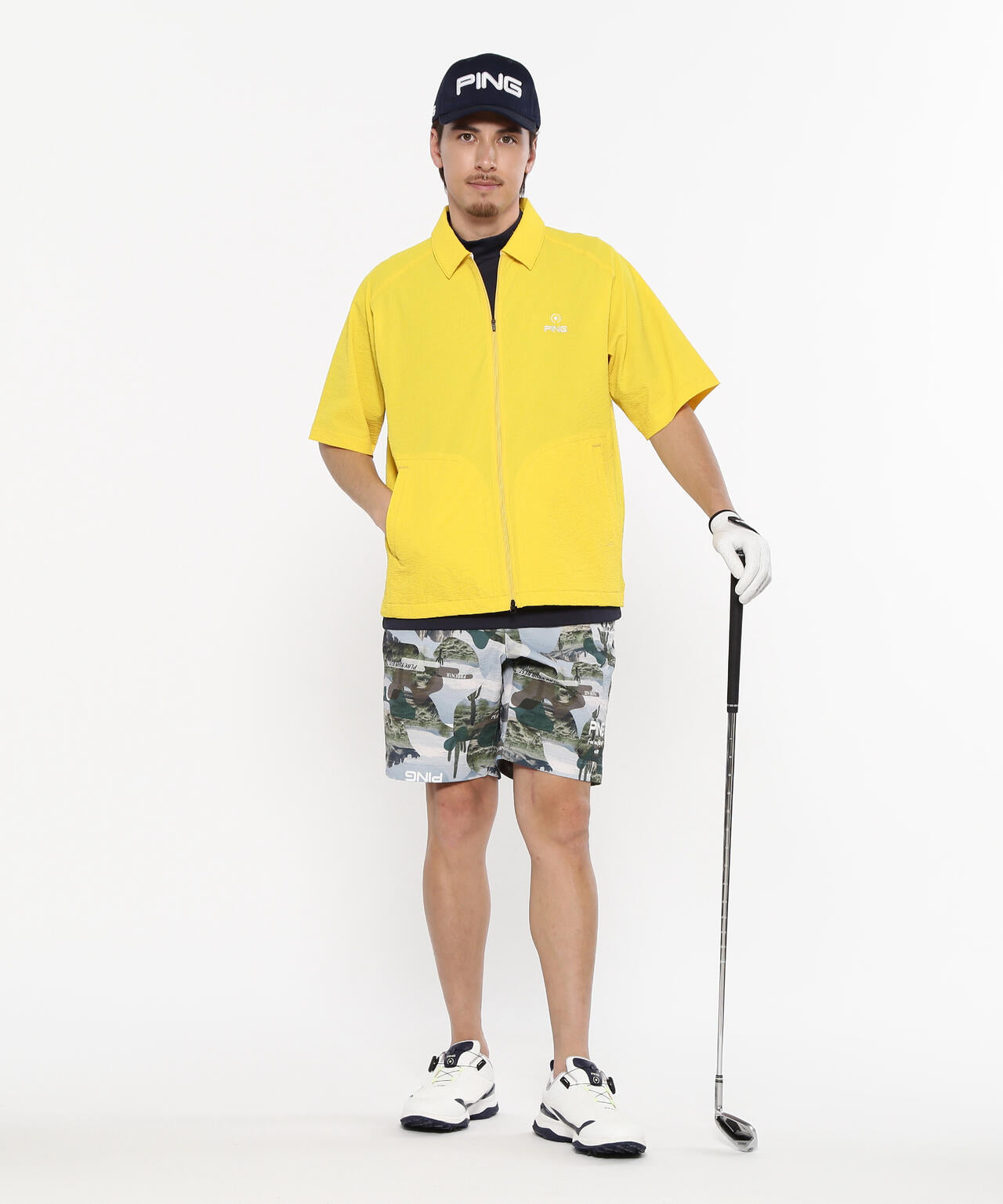 【PING APPAREL】カノコ 半袖ハイネックシャツ ＜NATIVE＞ (MENS)